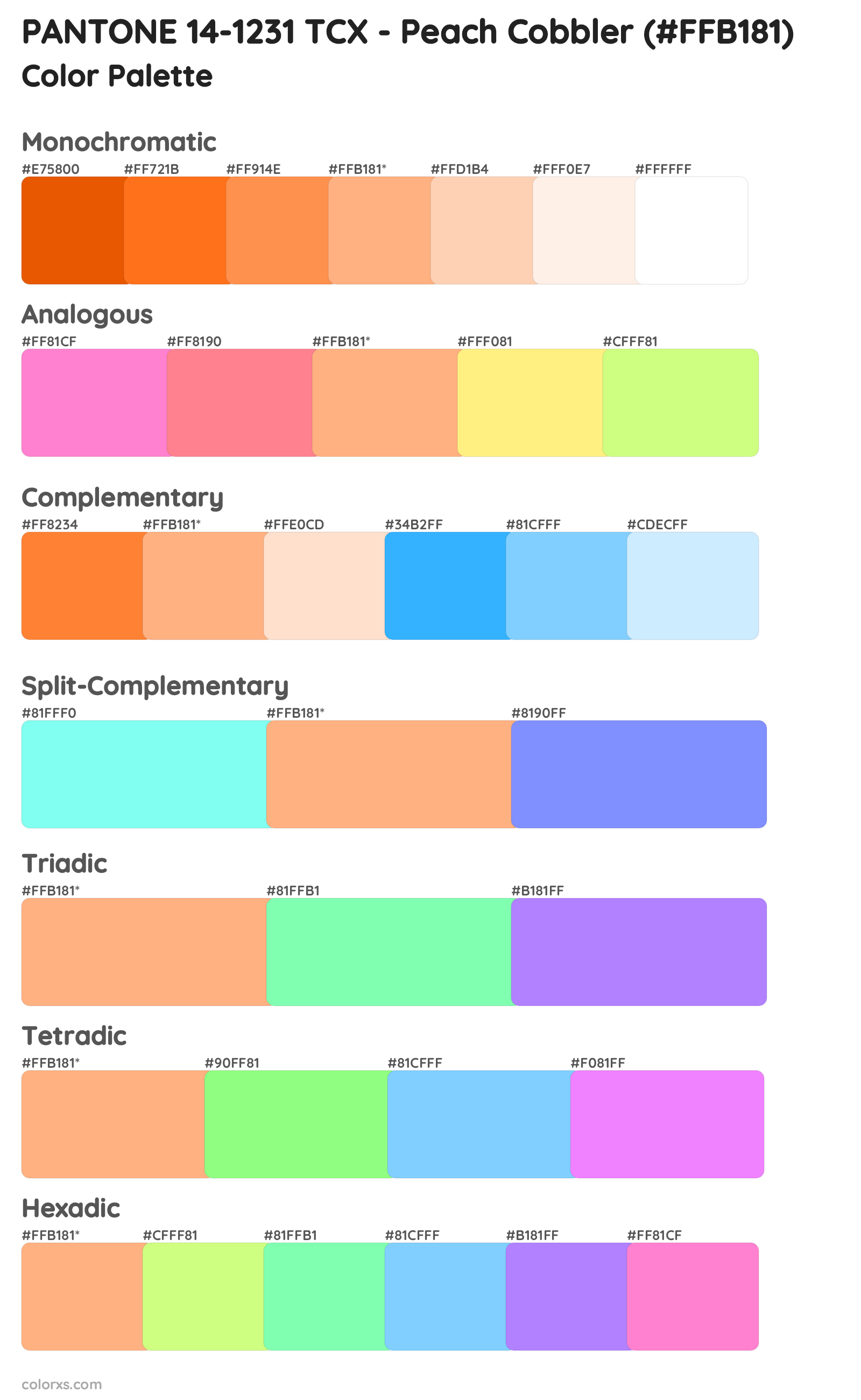 PANTONE 14-1231 TCX - Peach Cobbler Color Scheme Palettes