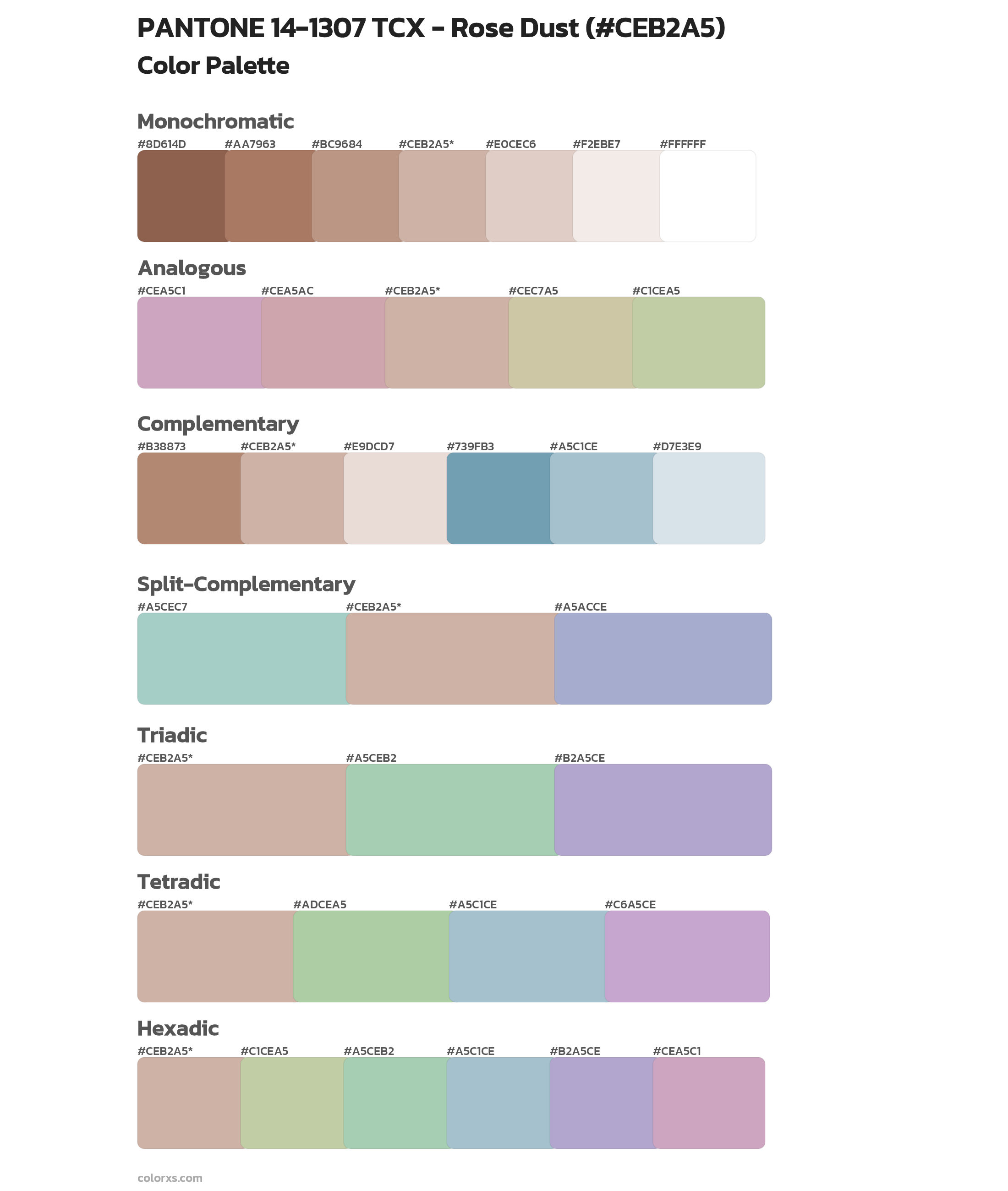 PANTONE 14-1307 TCX - Rose Dust Color Scheme Palettes