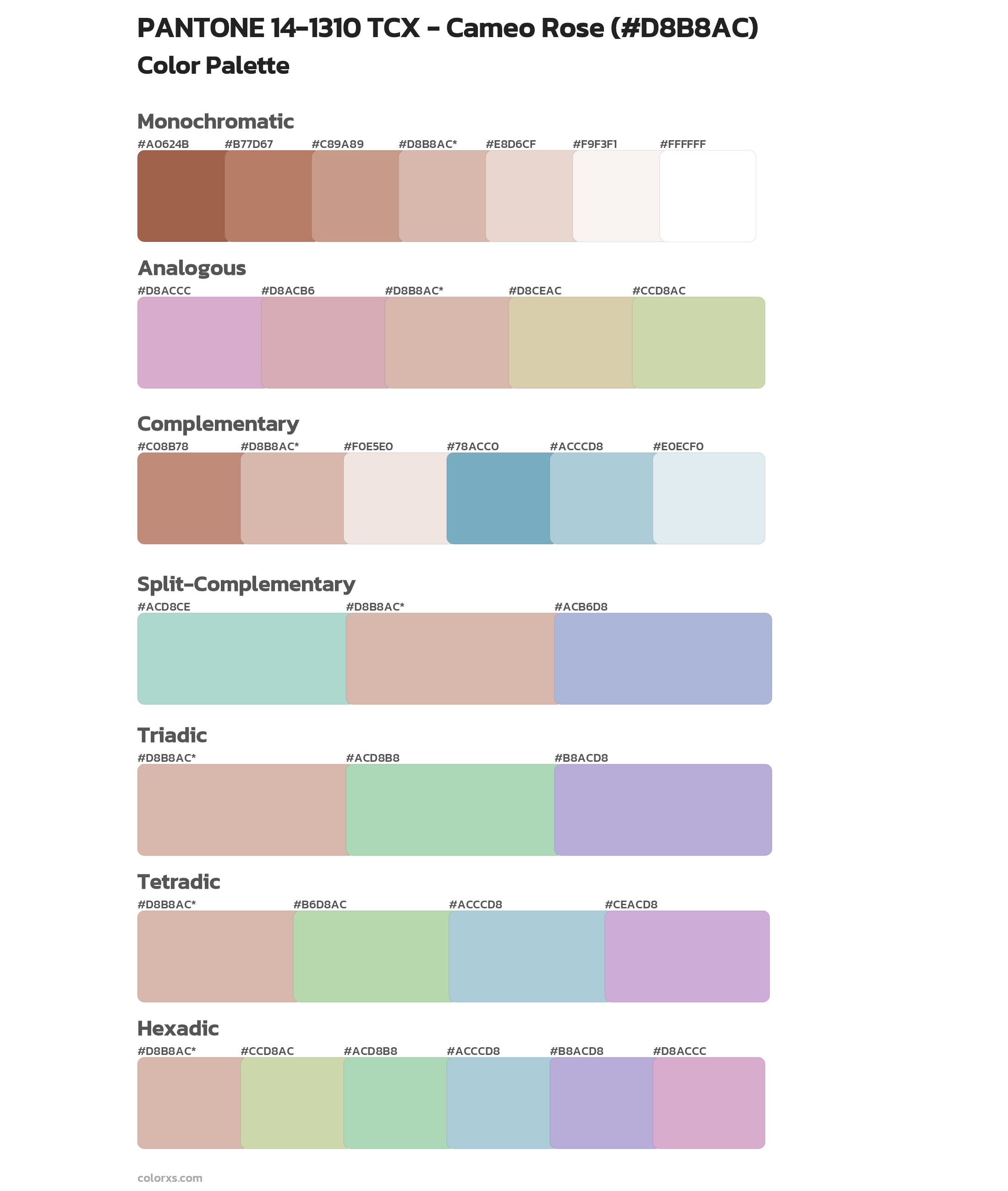 PANTONE 14-1310 TCX - Cameo Rose Color Scheme Palettes