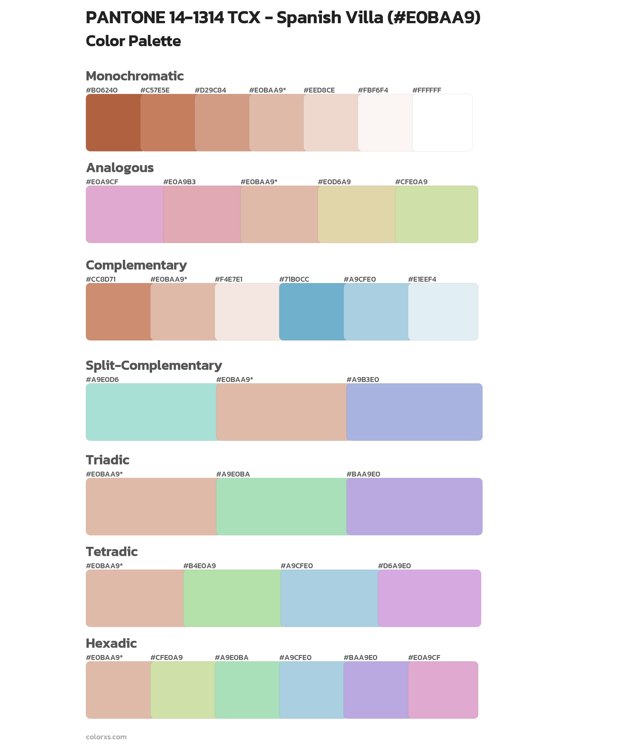 PANTONE 14-1314 TCX - Spanish Villa Color Scheme Palettes