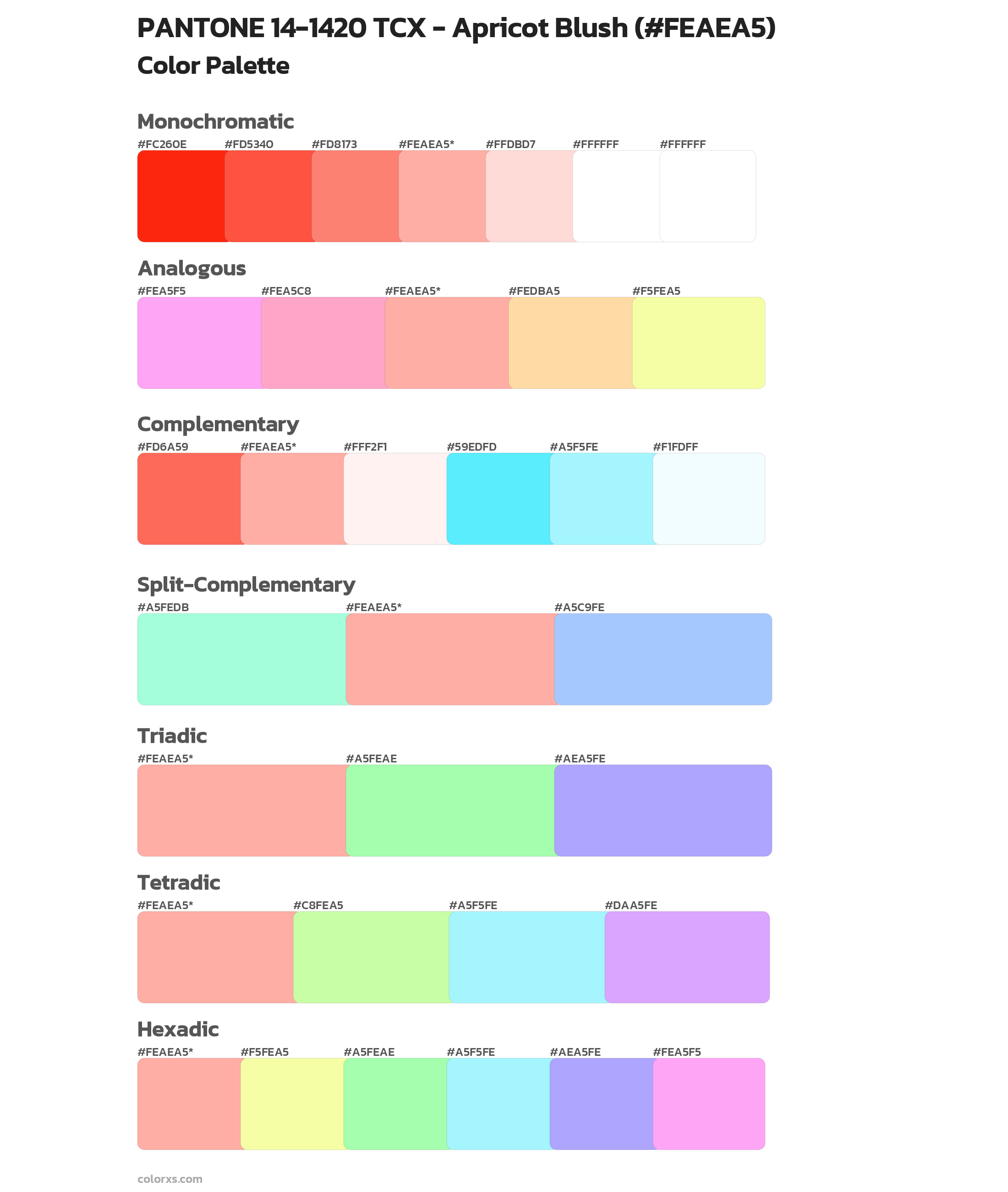 PANTONE 14-1420 TCX - Apricot Blush Color Scheme Palettes