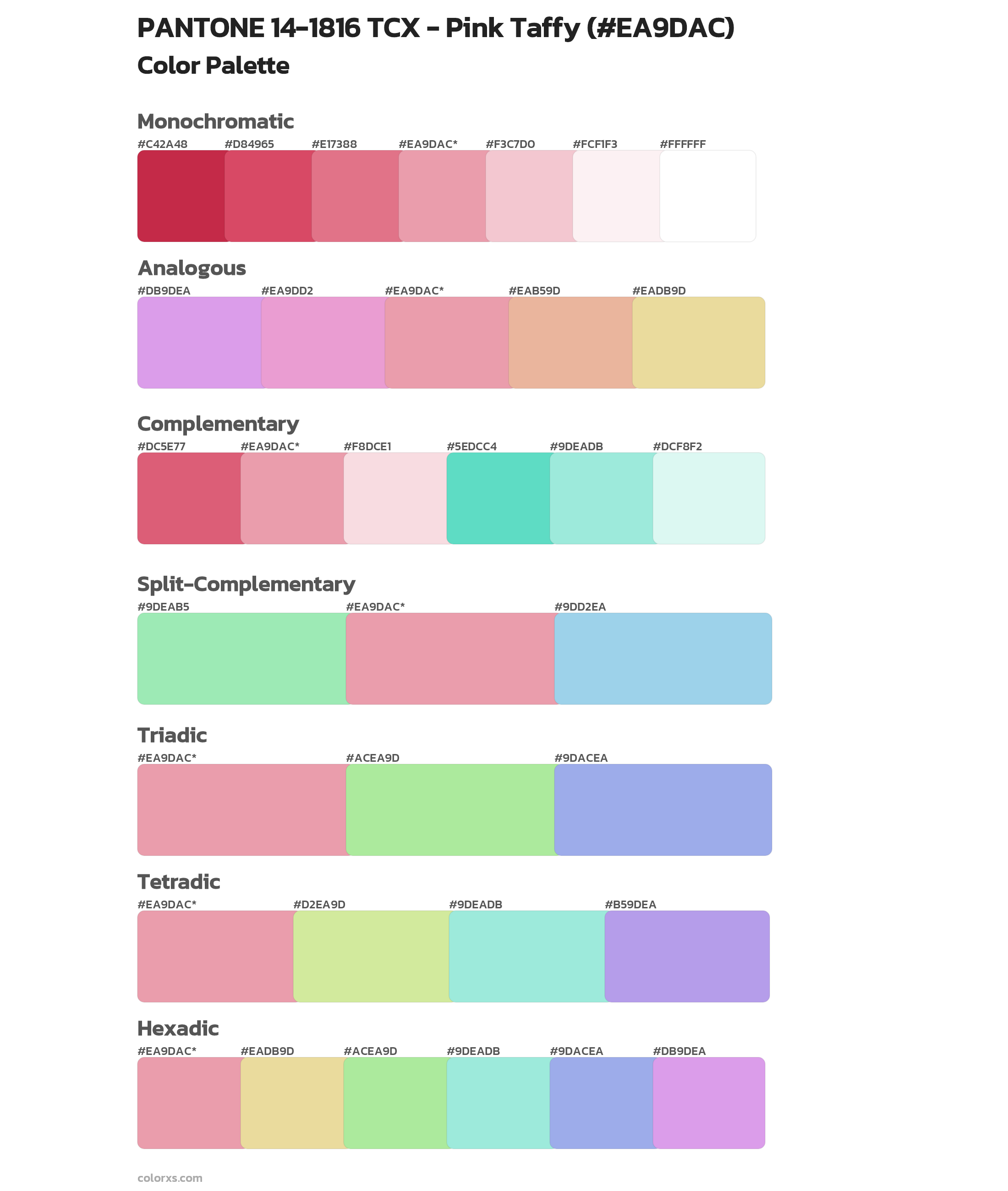 PANTONE 14-1816 TCX - Pink Taffy Color Scheme Palettes