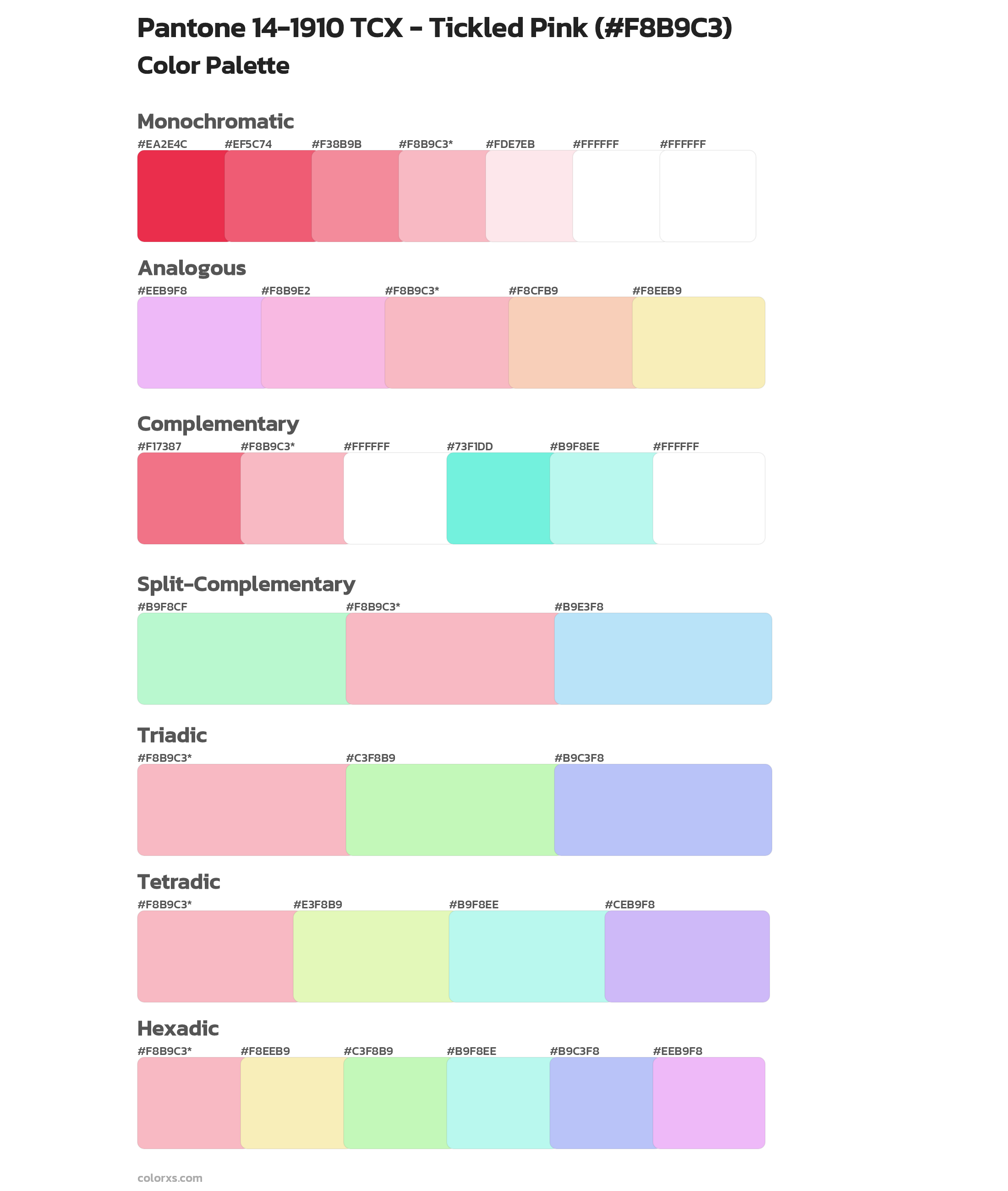 Pantone 14-1910 TCX - Tickled Pink Color Scheme Palettes