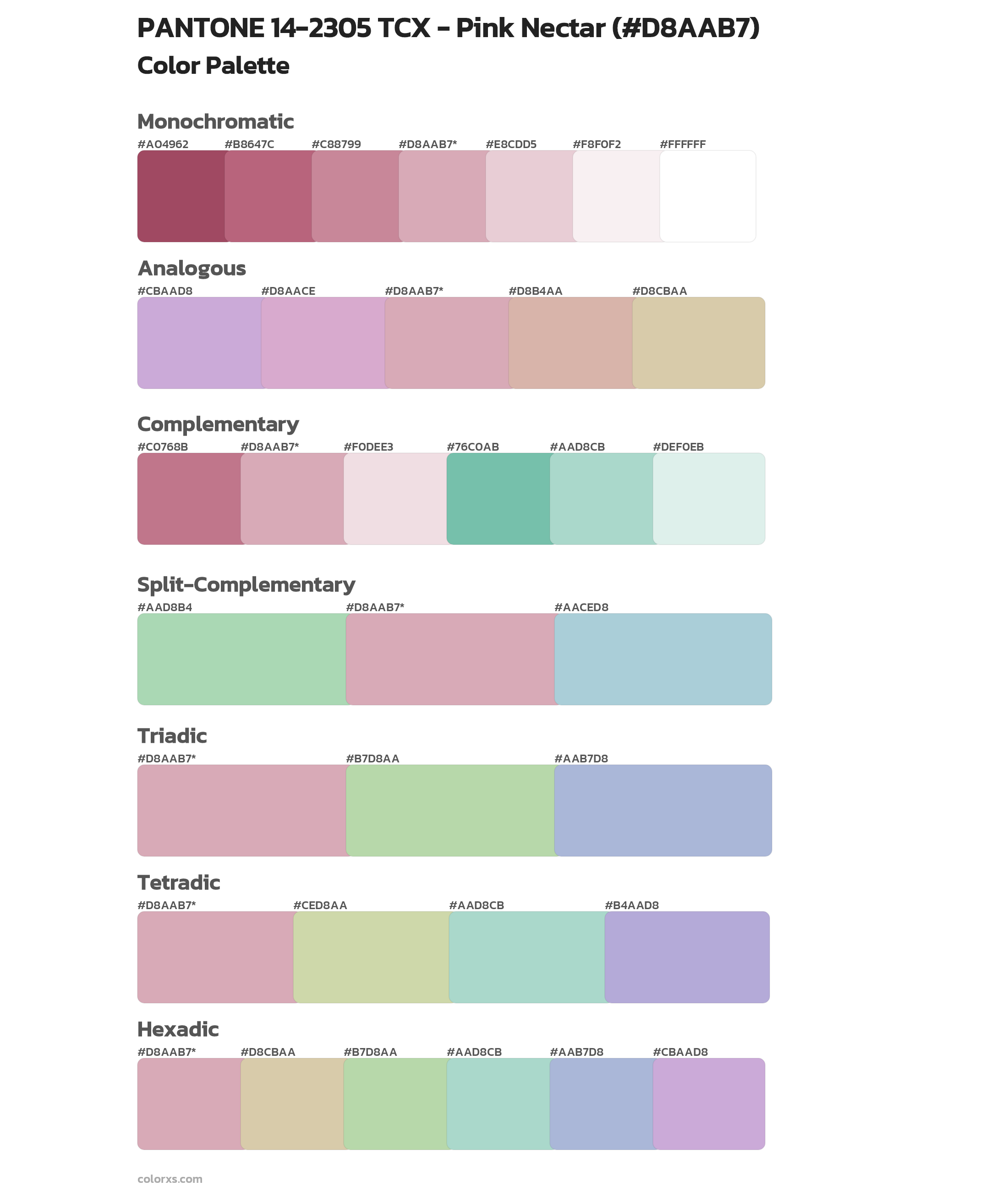 PANTONE 14-2305 TCX - Pink Nectar Color Scheme Palettes