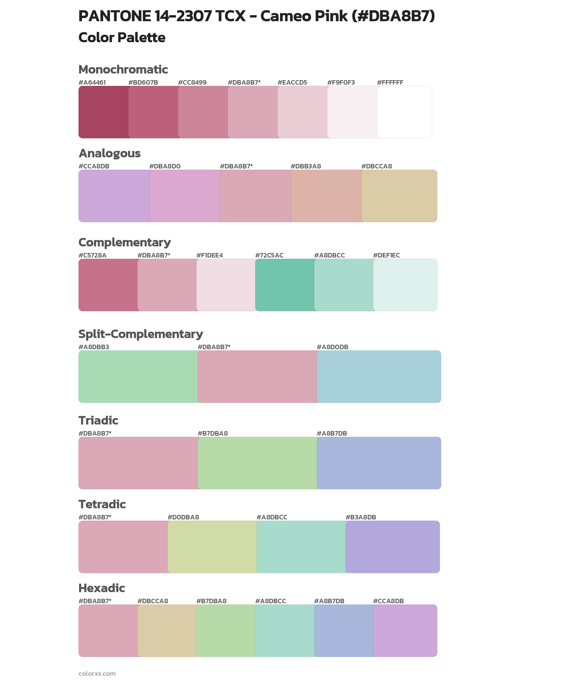 PANTONE 14-2307 TCX - Cameo Pink Color Scheme Palettes