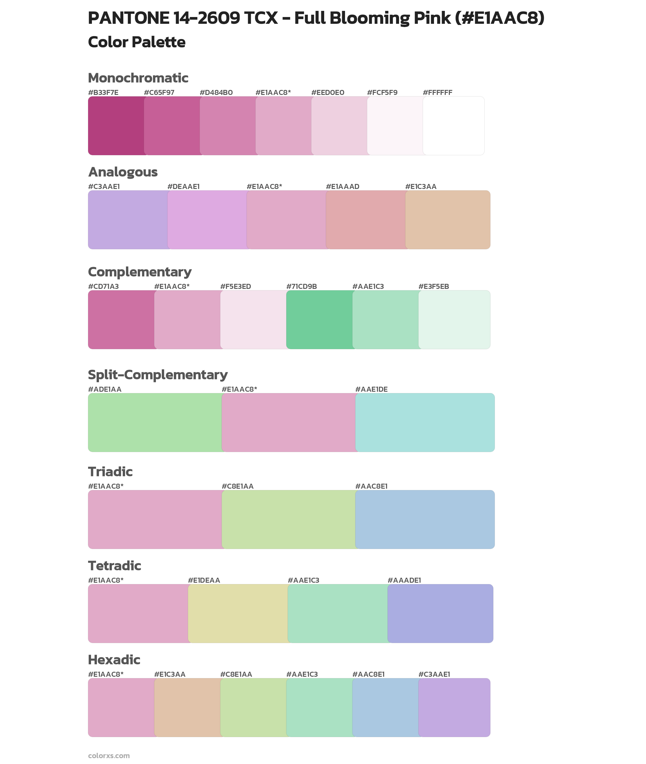PANTONE 14-2609 TCX - Full Blooming Pink Color Scheme Palettes