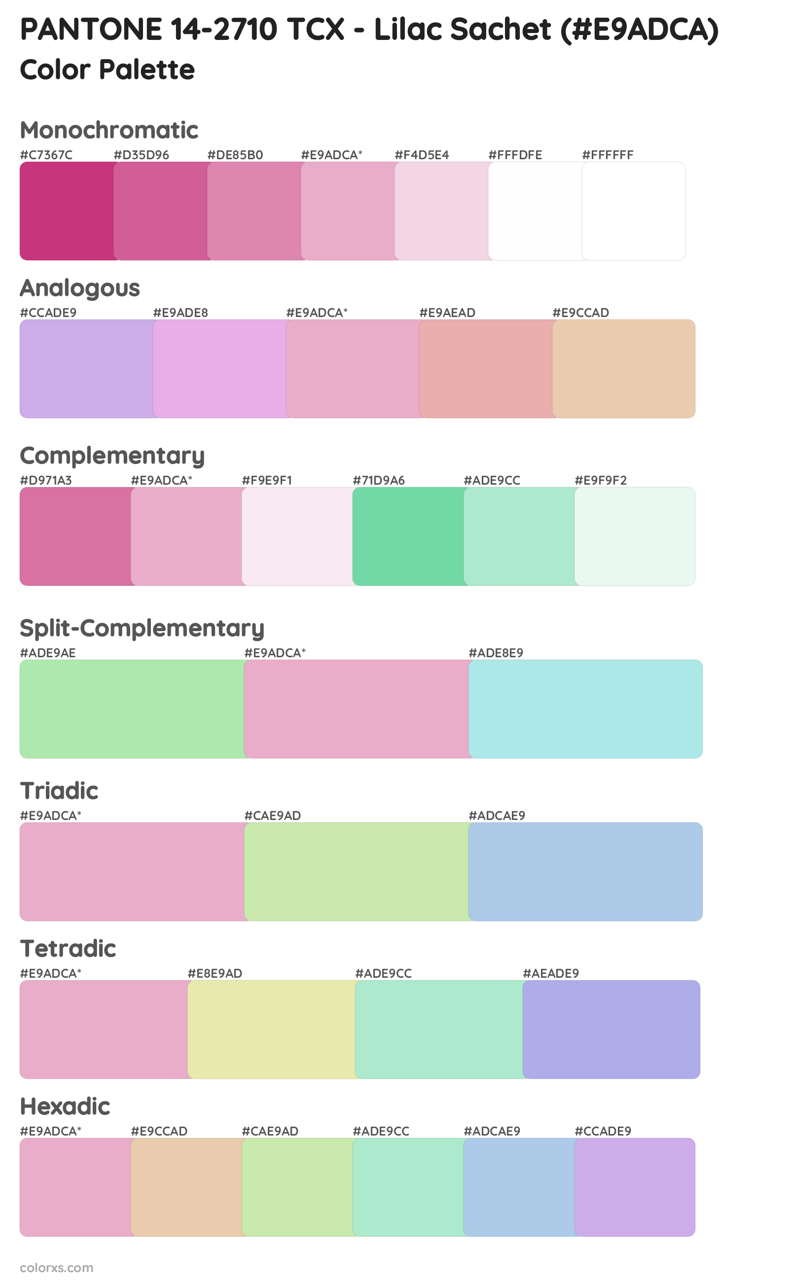 PANTONE 14-2710 TCX - Lilac Sachet Color Scheme Palettes