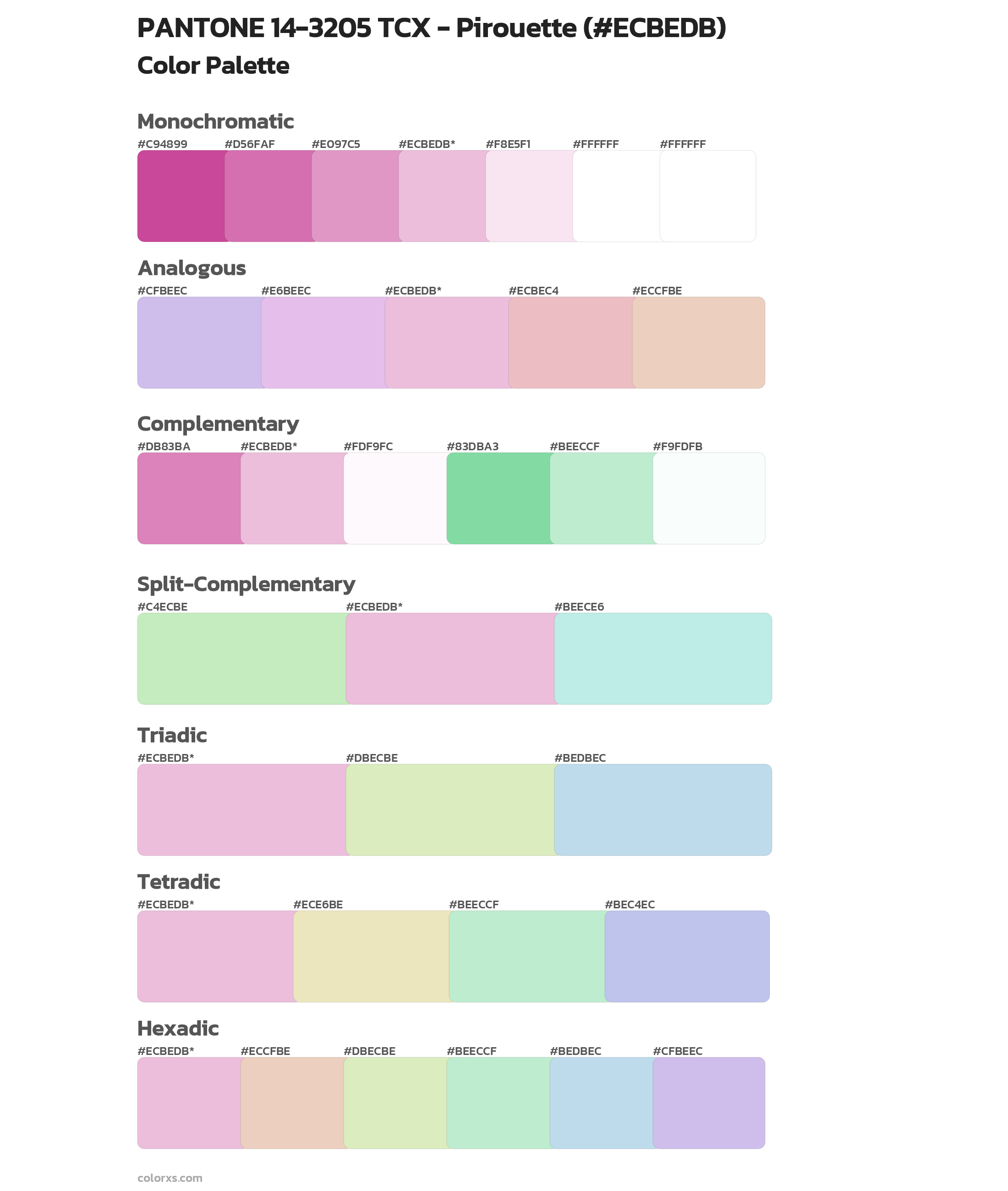 PANTONE 14-3205 TCX - Pirouette Color Scheme Palettes