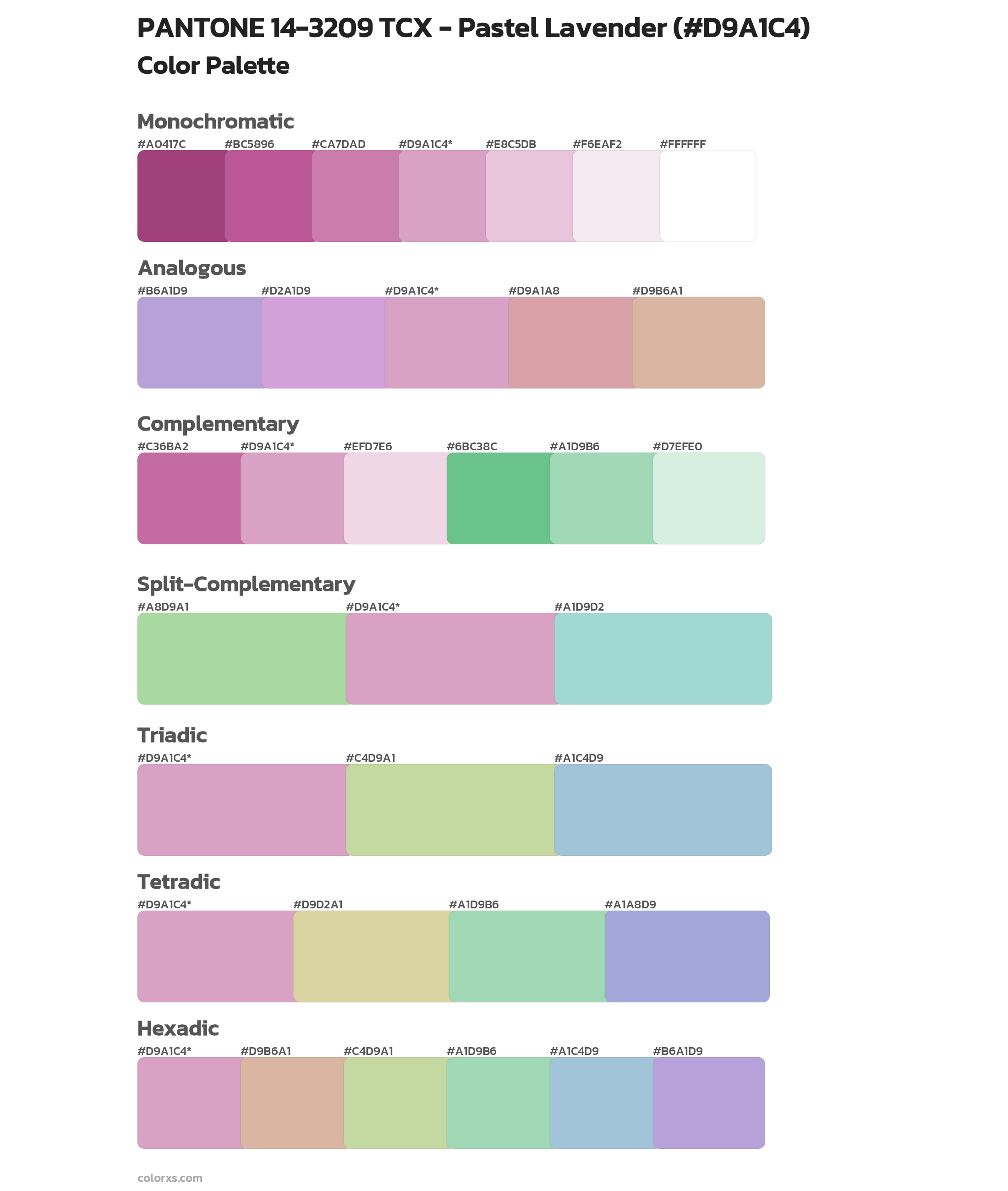 PANTONE 14-3209 TCX - Pastel Lavender Color Scheme Palettes