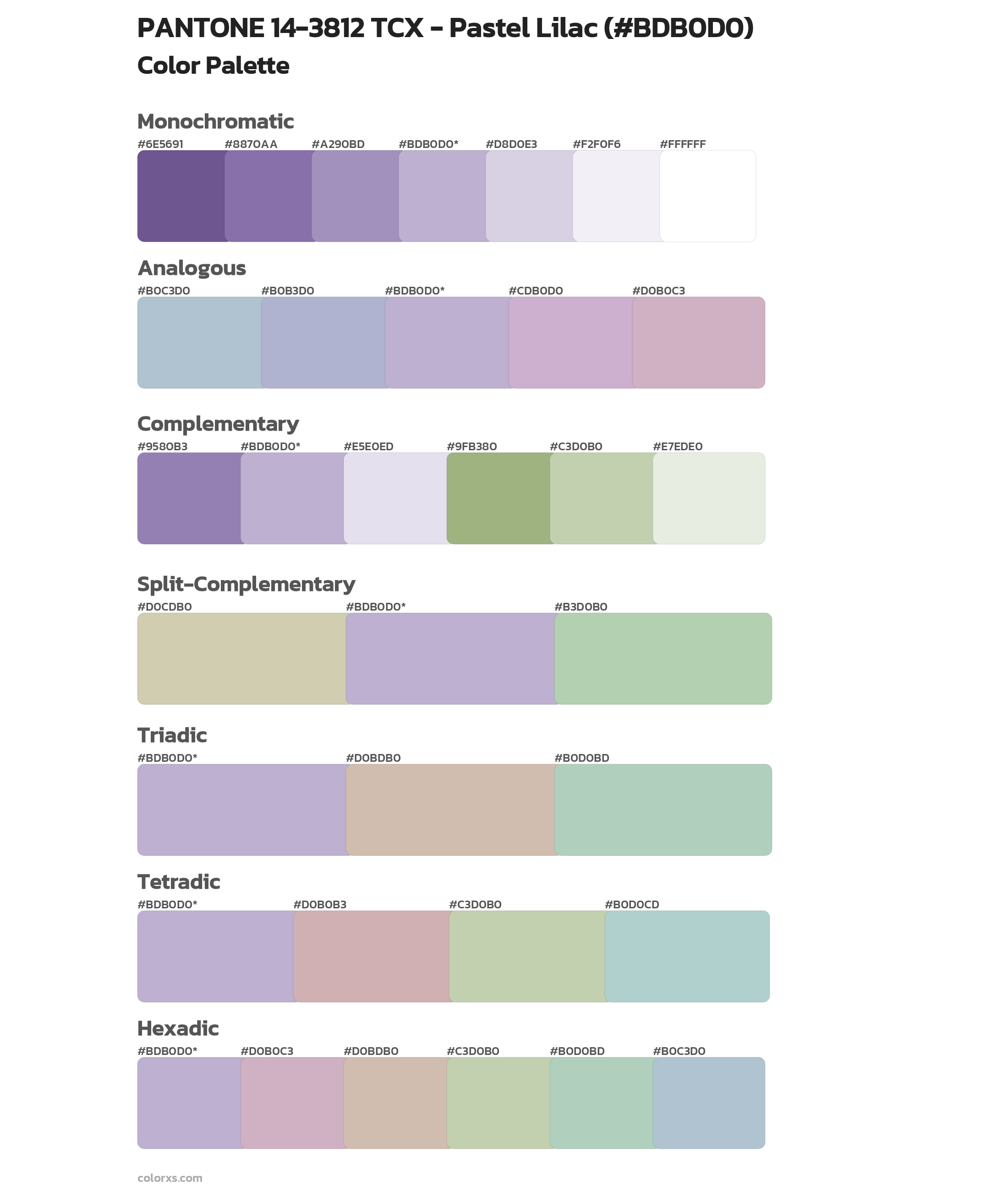 PANTONE 14-3812 TCX - Pastel Lilac Color Scheme Palettes