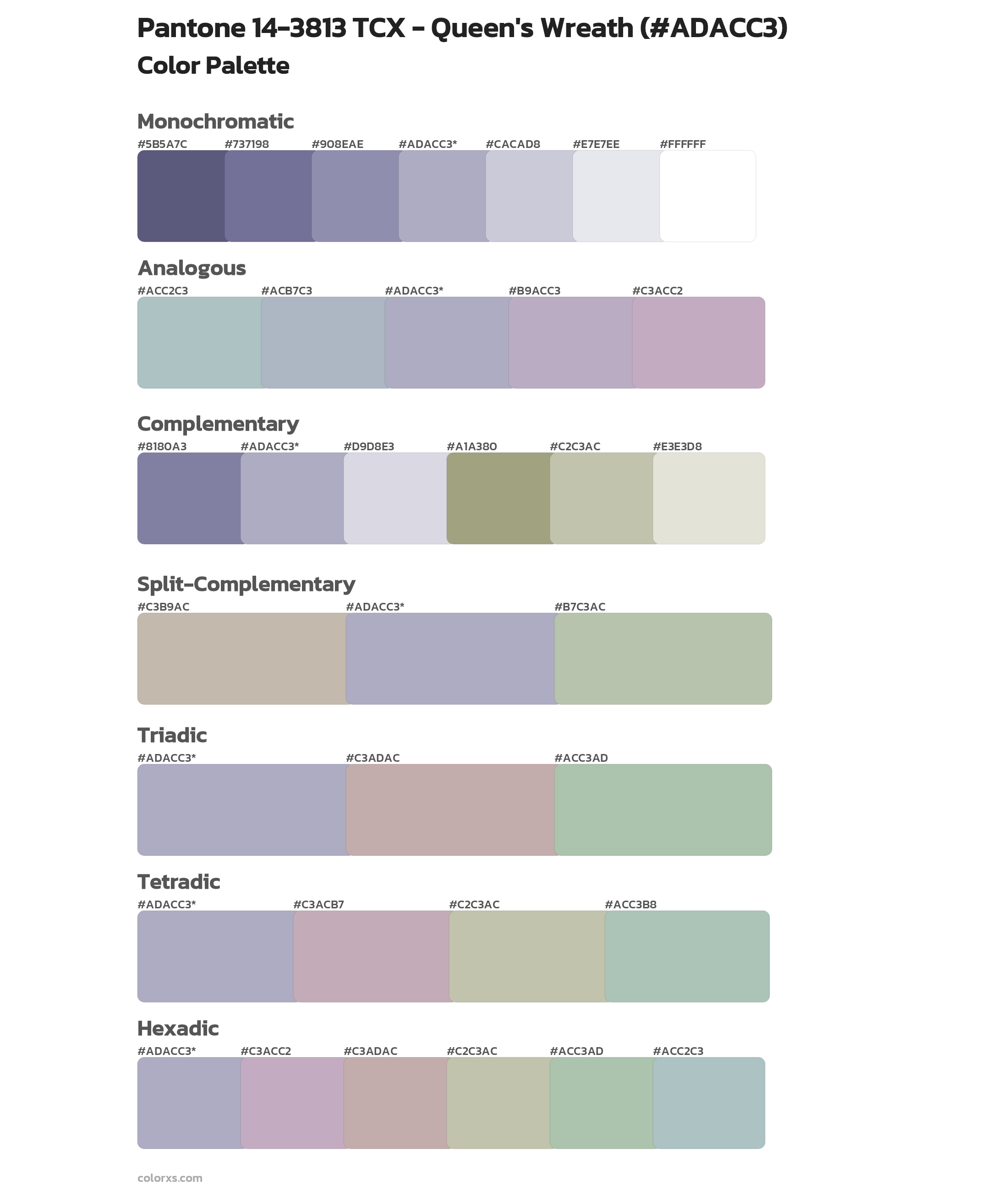 Pantone 14-3813 TCX - Queen's Wreath Color Scheme Palettes