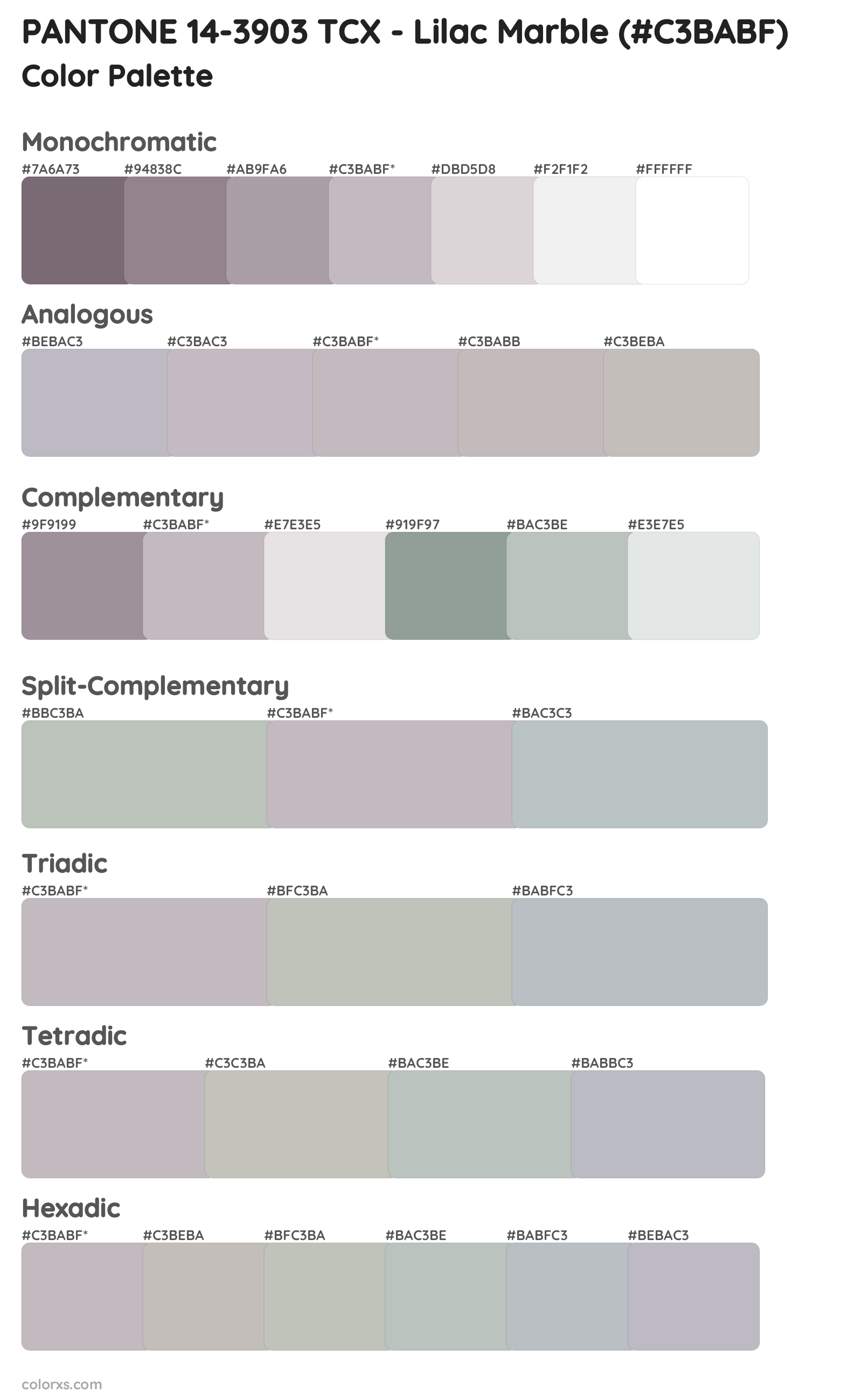 PANTONE 14-3903 TCX - Lilac Marble Color Scheme Palettes