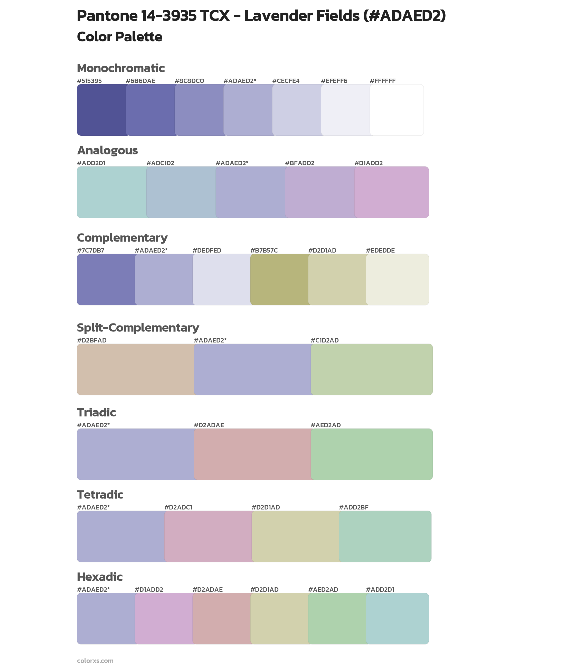 Pantone 14-3935 TCX - Lavender Fields Color Scheme Palettes