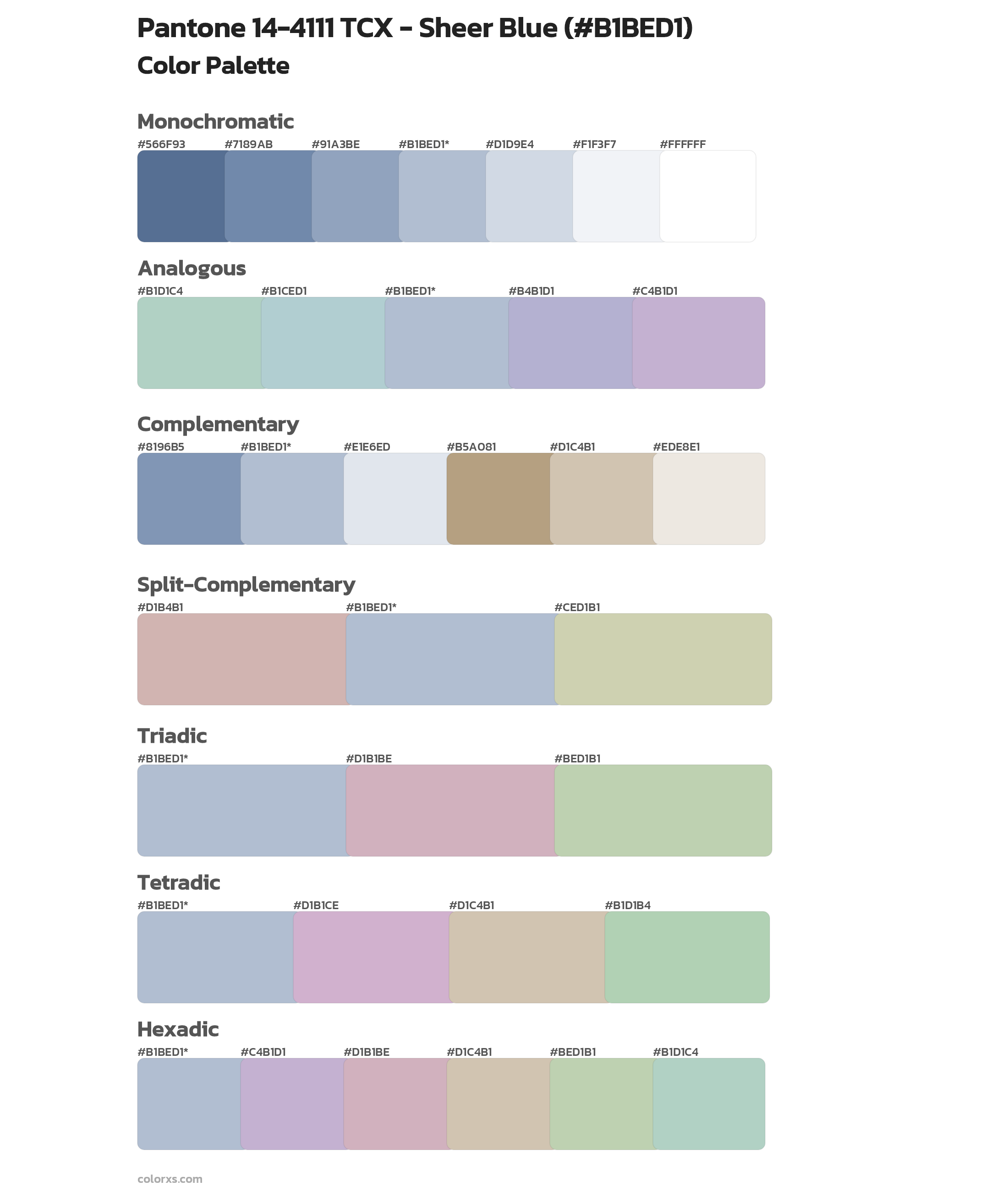 Pantone 14-4111 TCX - Sheer Blue Color Scheme Palettes