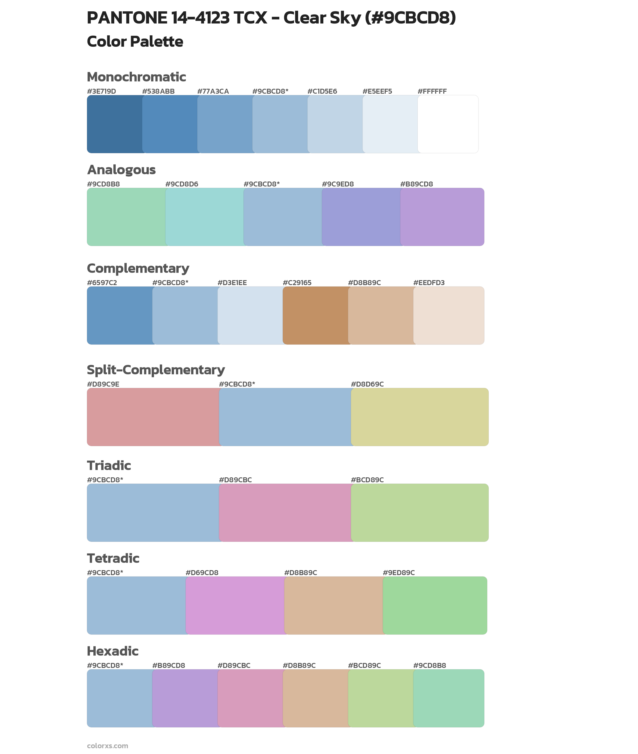 PANTONE 14-4123 TCX - Clear Sky Color Scheme Palettes