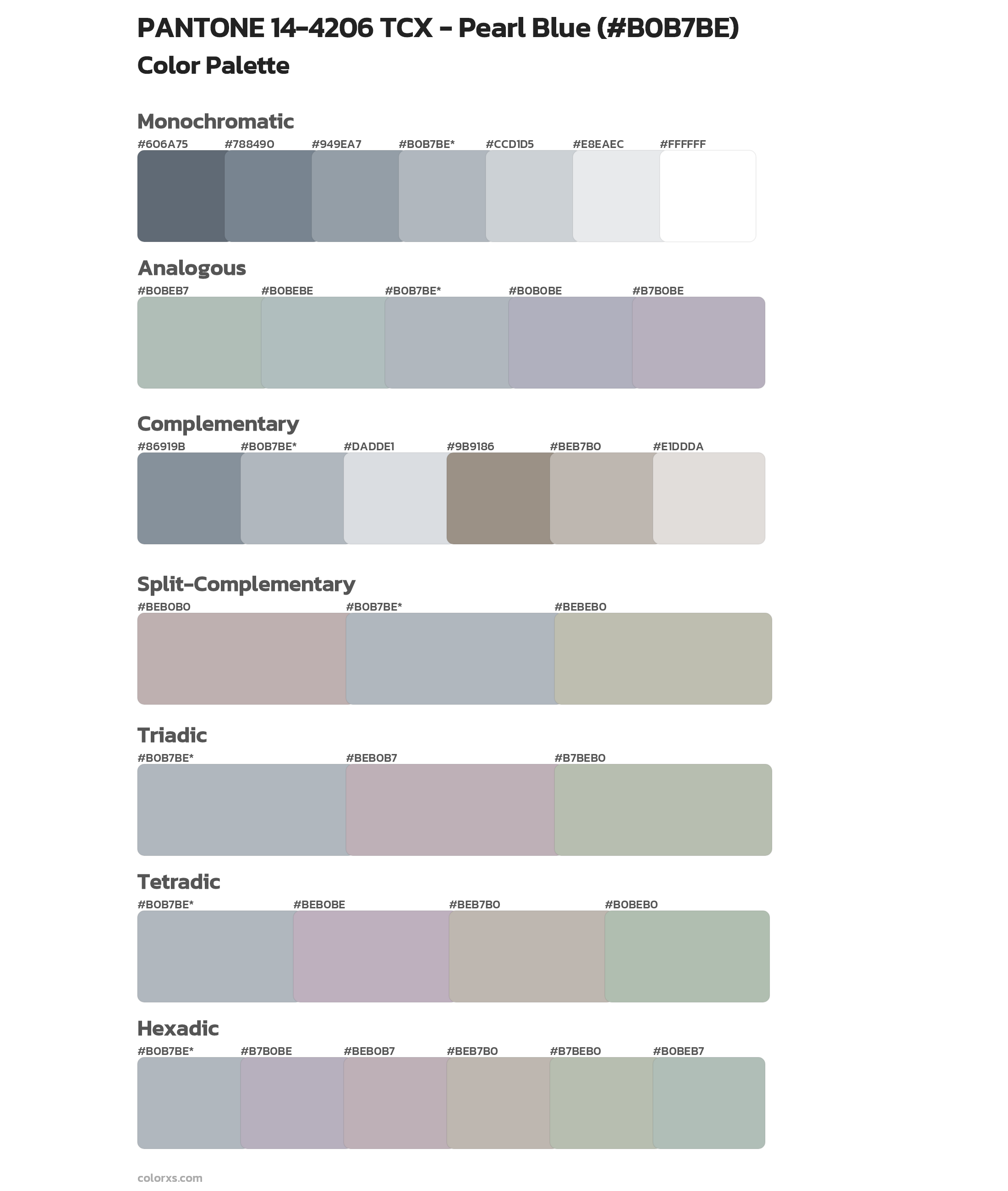 PANTONE 14-4206 TCX - Pearl Blue Color Scheme Palettes