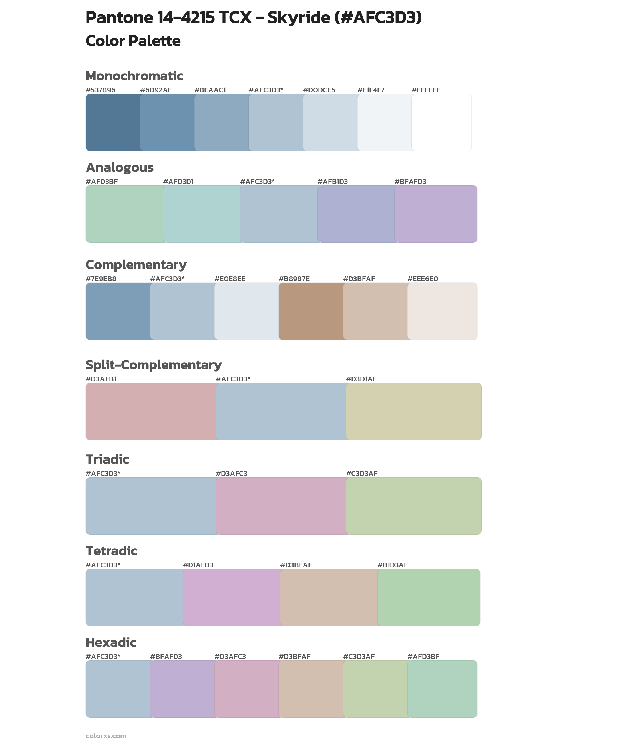 Pantone 14-4215 TCX - Skyride Color Scheme Palettes