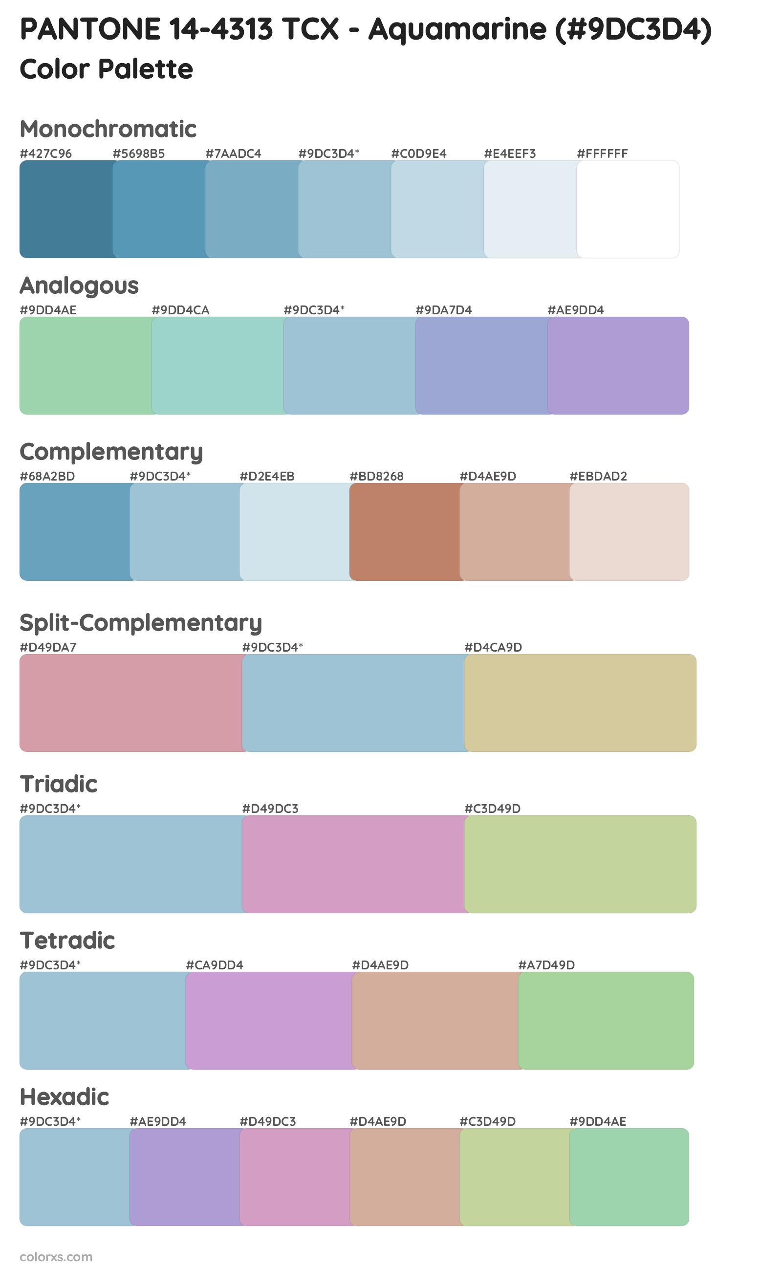 PANTONE 14-4313 TCX - Aquamarine Color Scheme Palettes