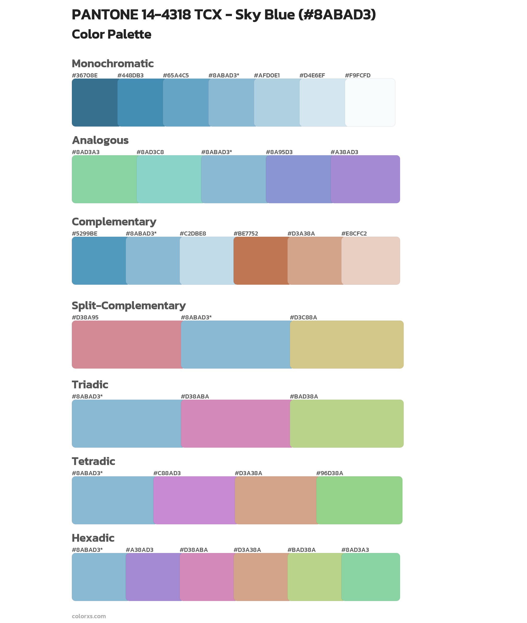 PANTONE 14-4318 TCX - Sky Blue Color Scheme Palettes