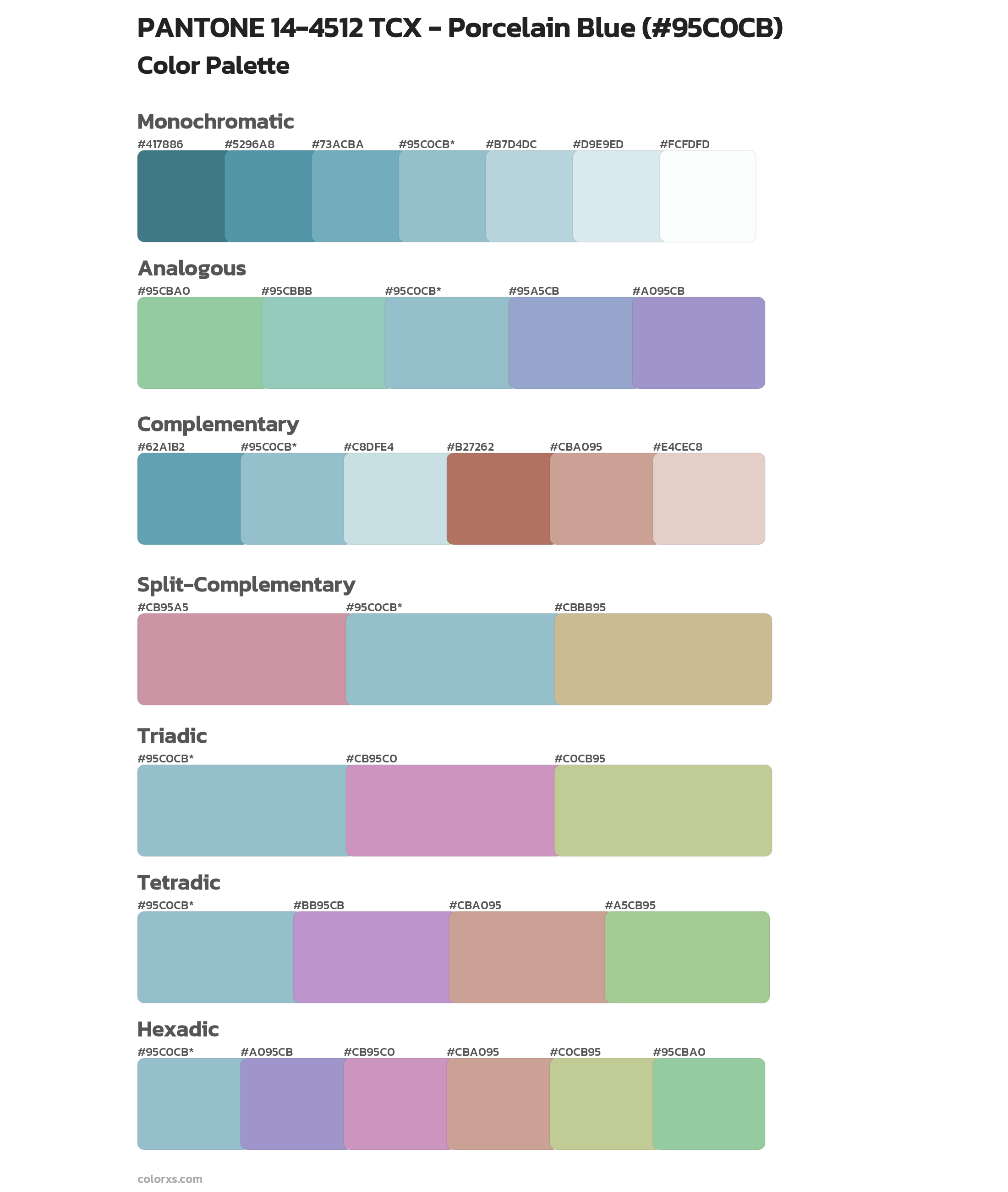 PANTONE 14-4512 TCX - Porcelain Blue Color Scheme Palettes
