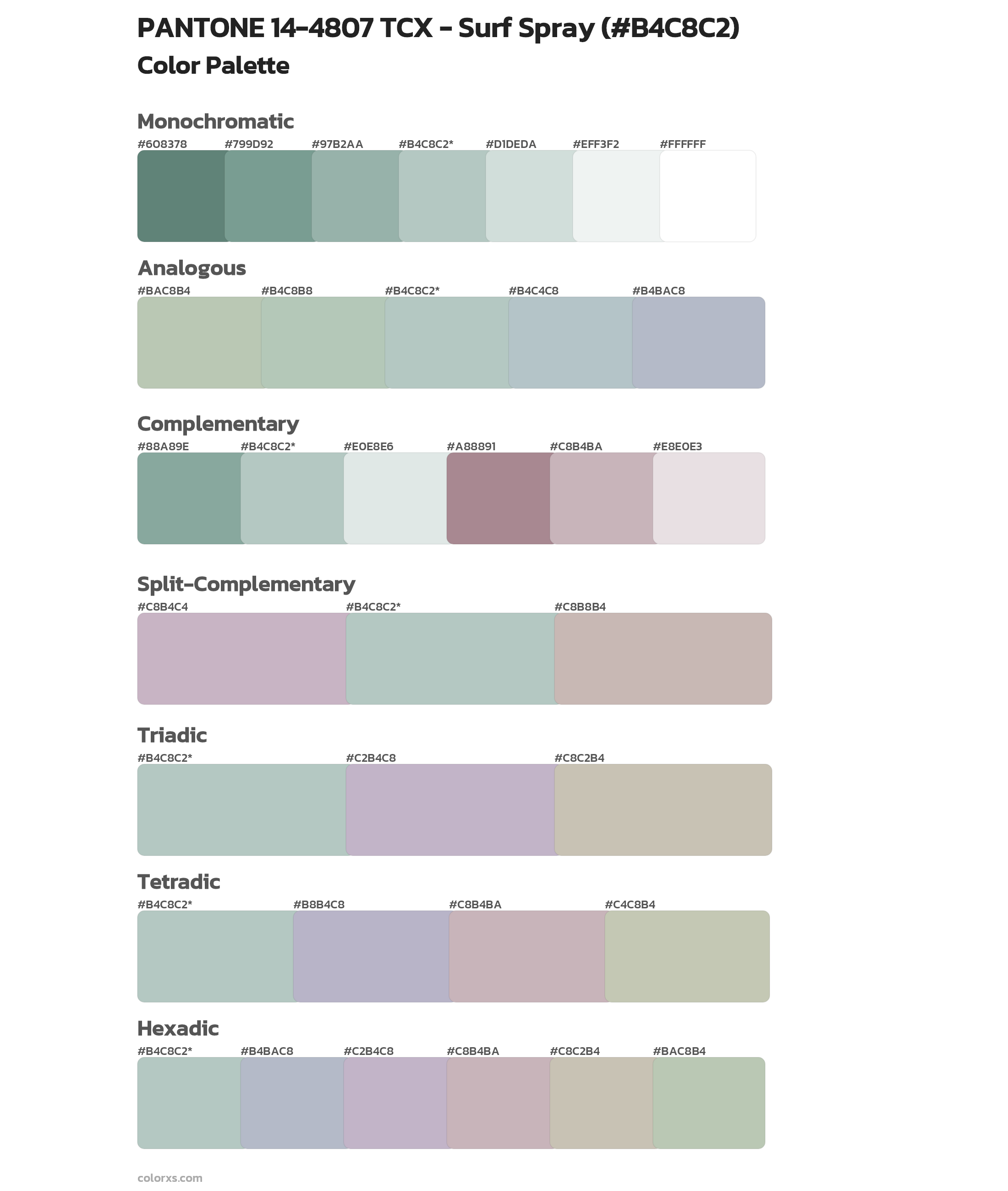 PANTONE 14-4807 TCX - Surf Spray Color Scheme Palettes