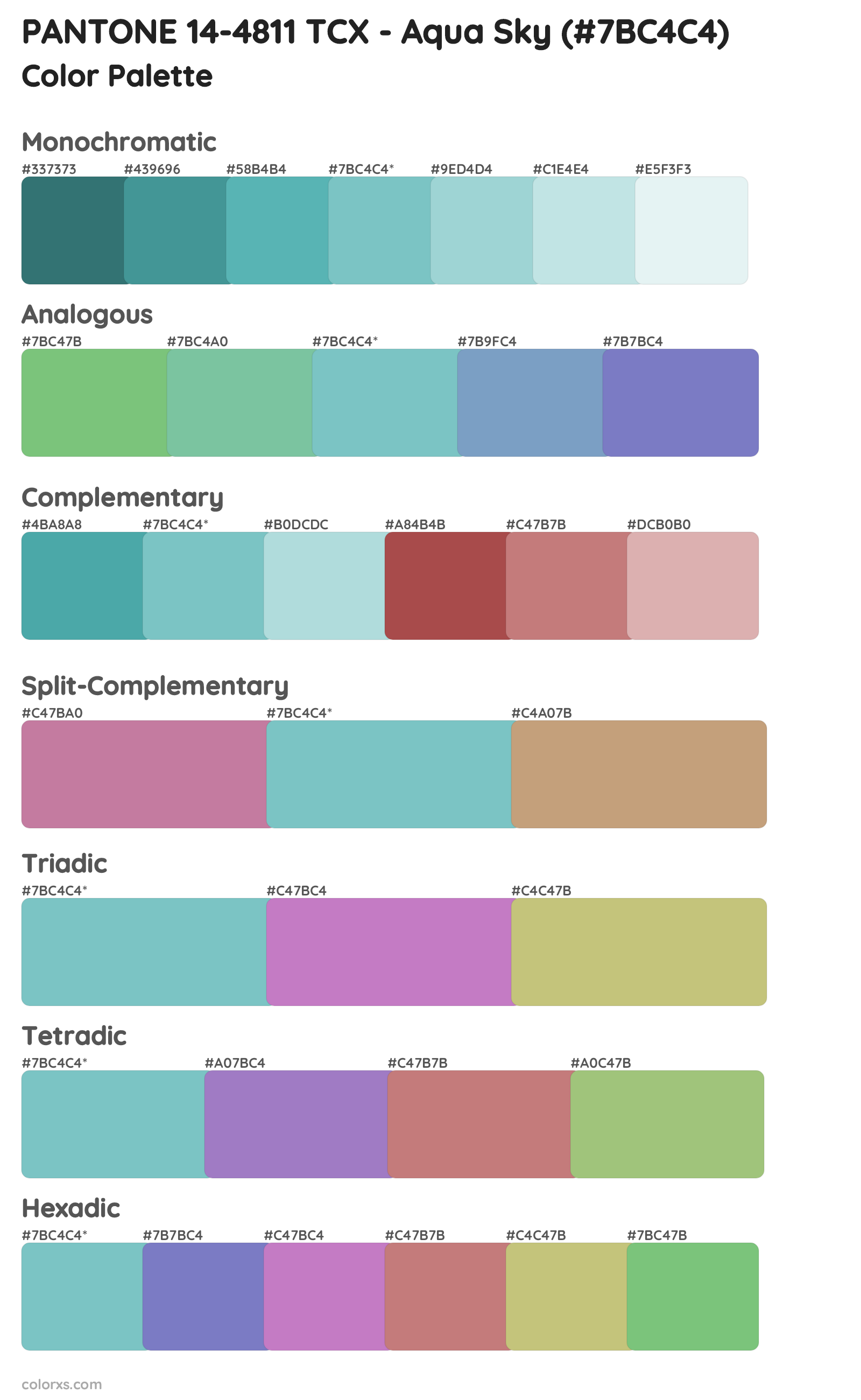PANTONE 14-4811 TCX - Aqua Sky Color Scheme Palettes