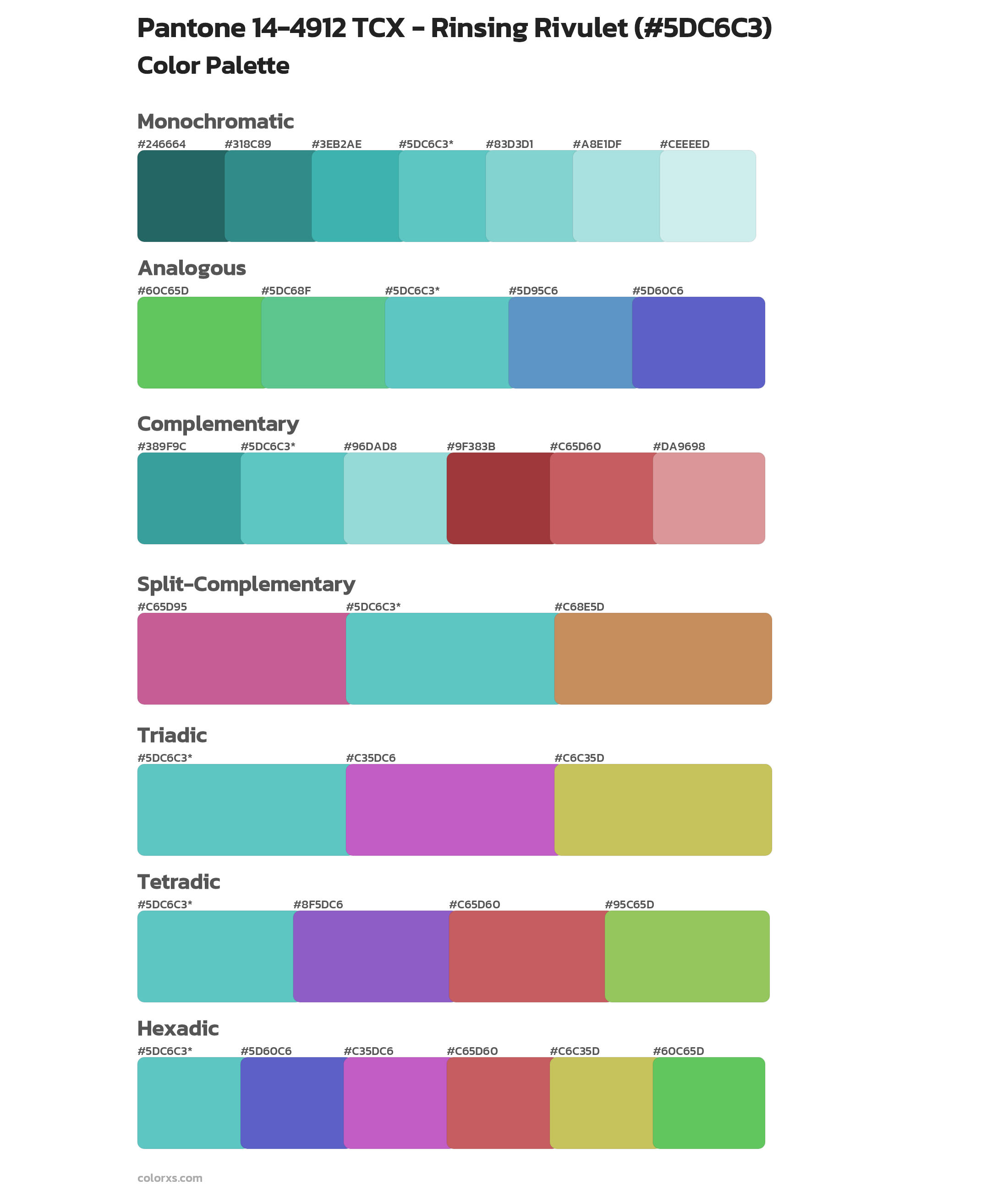 Pantone 14-4912 TCX - Rinsing Rivulet Color Scheme Palettes