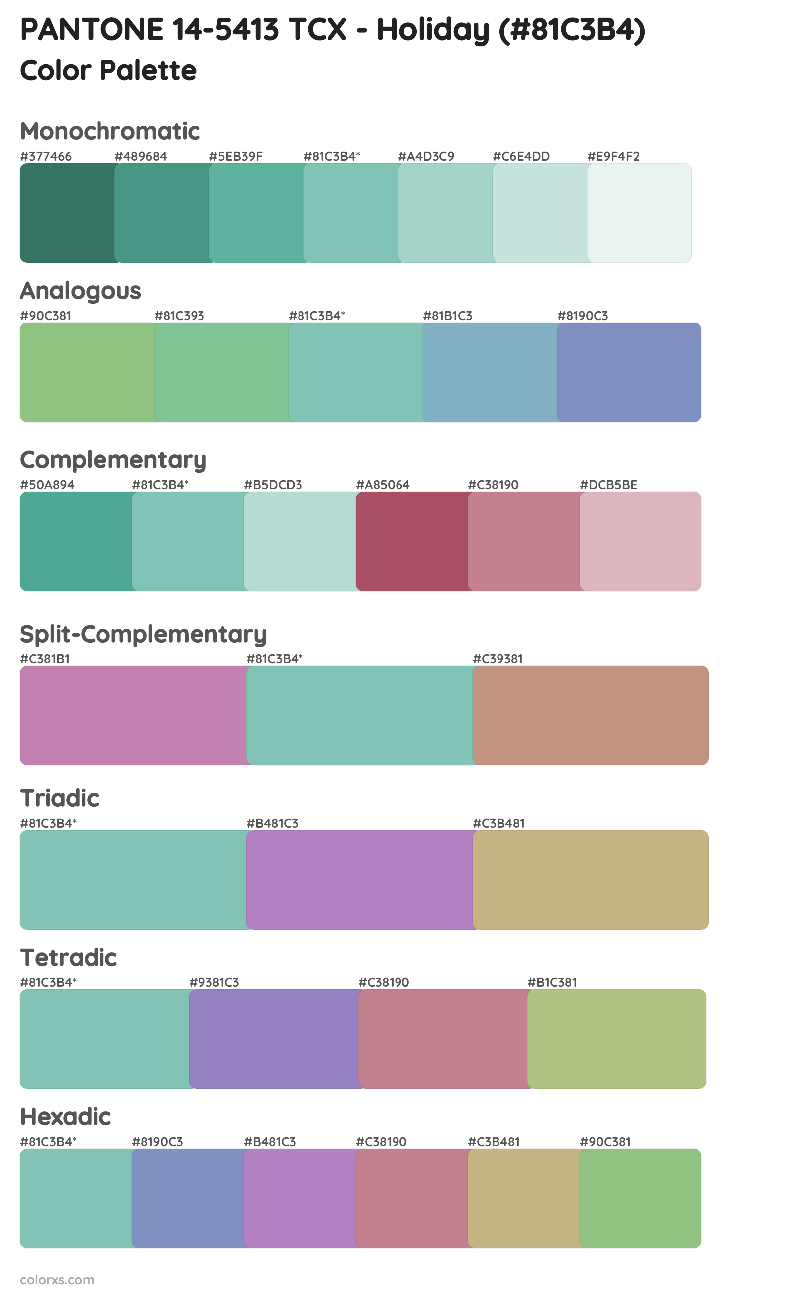 PANTONE 14-5413 TCX - Holiday Color Scheme Palettes