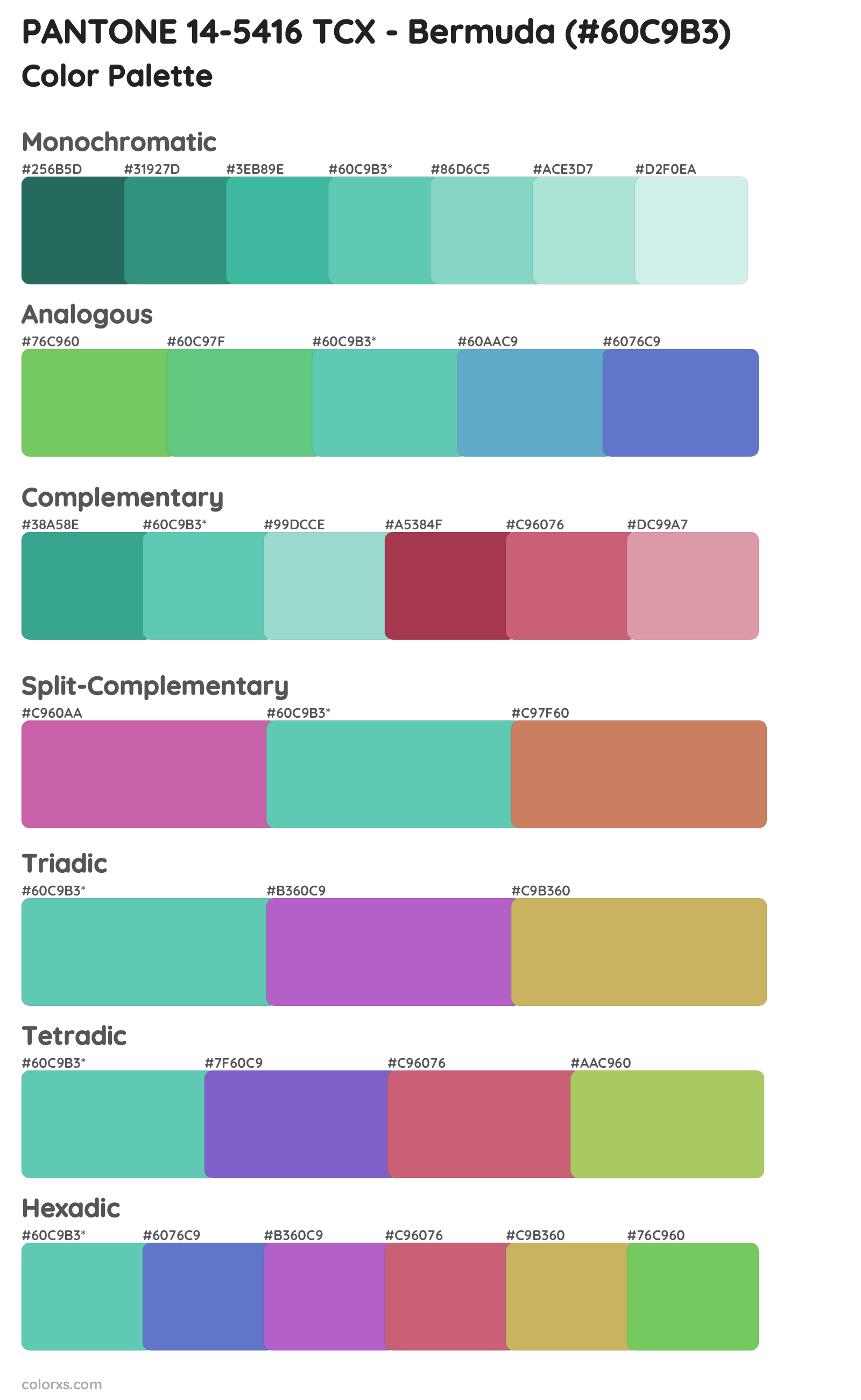 PANTONE 14-5416 TCX - Bermuda Color Scheme Palettes