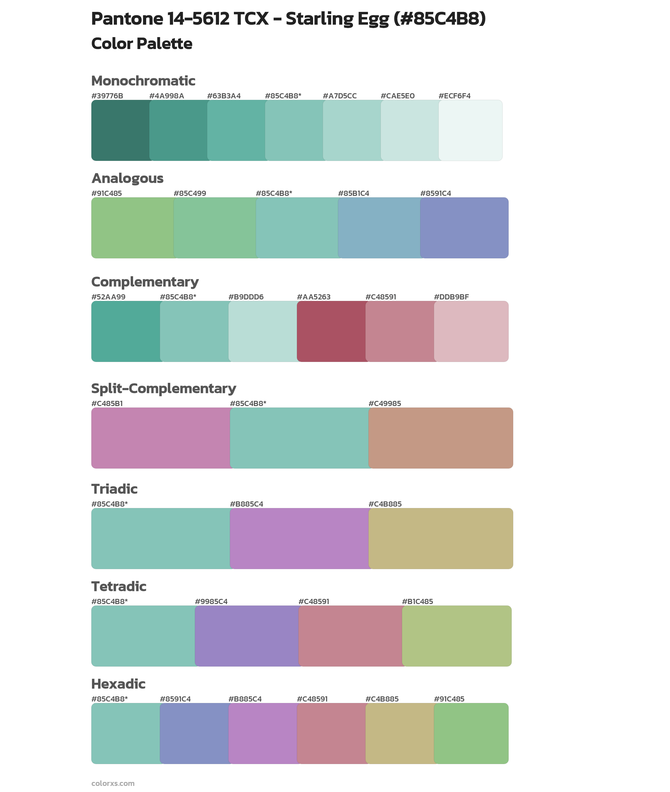 Pantone 14-5612 TCX - Starling Egg Color Scheme Palettes