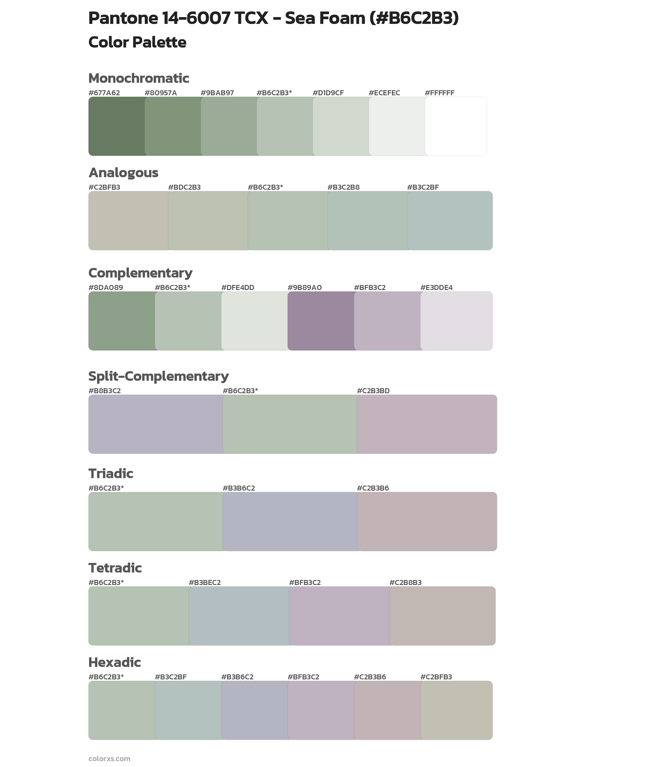 Pantone 14-6007 TCX - Sea Foam Color Scheme Palettes