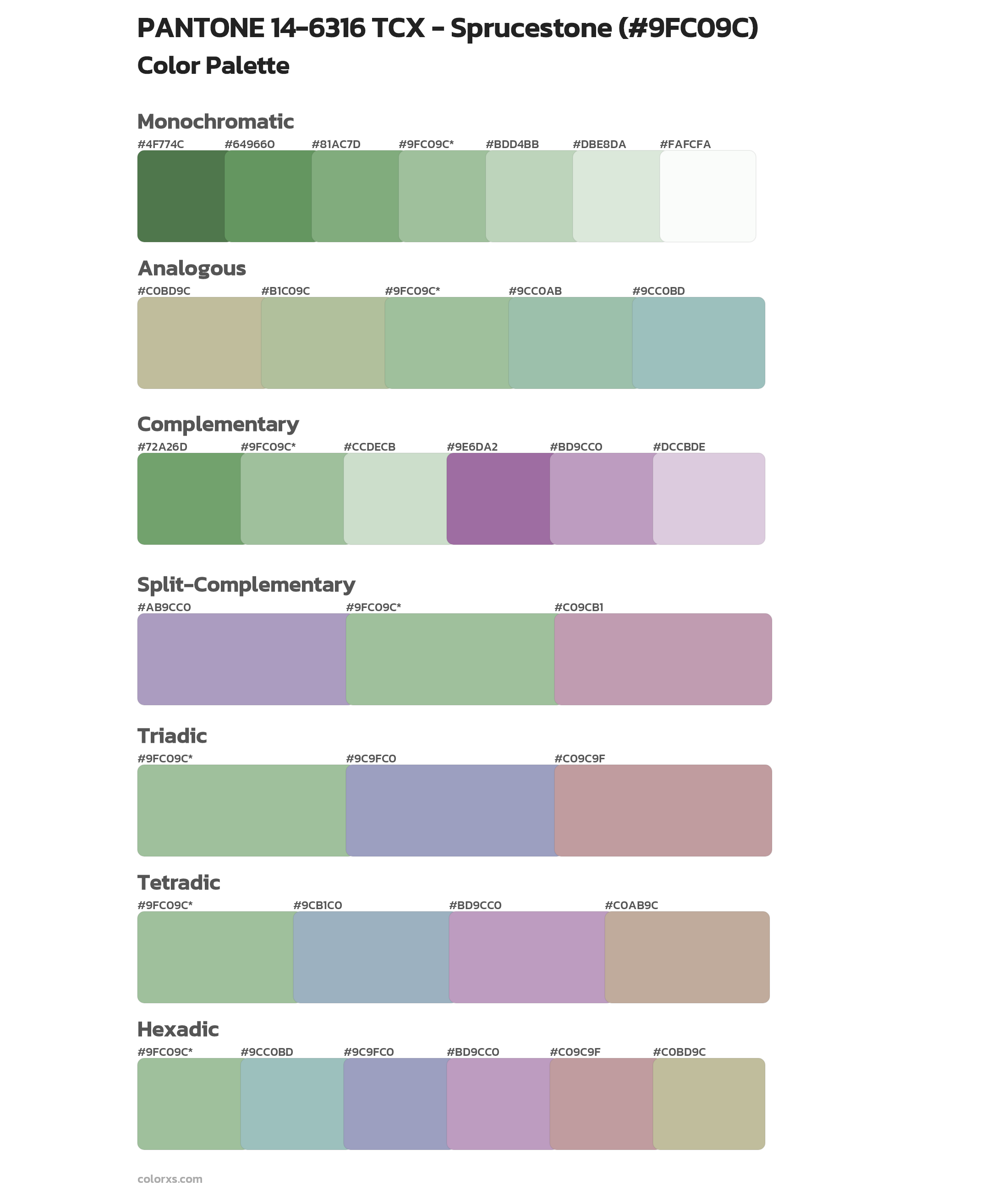 PANTONE 14-6316 TCX - Sprucestone Color Scheme Palettes