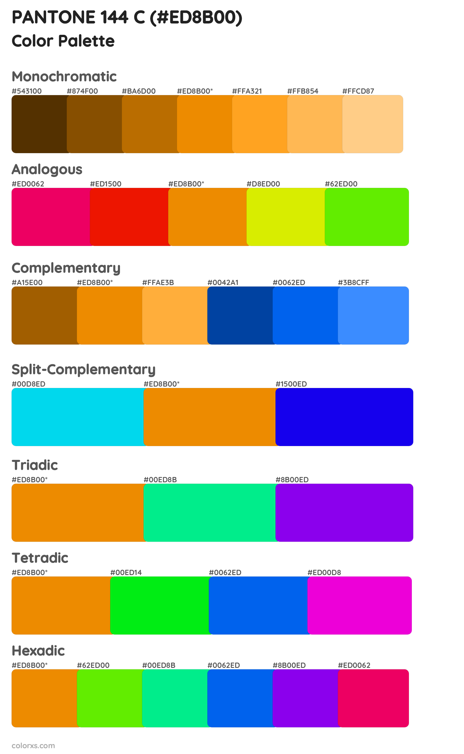 PANTONE 144 C Color Scheme Palettes
