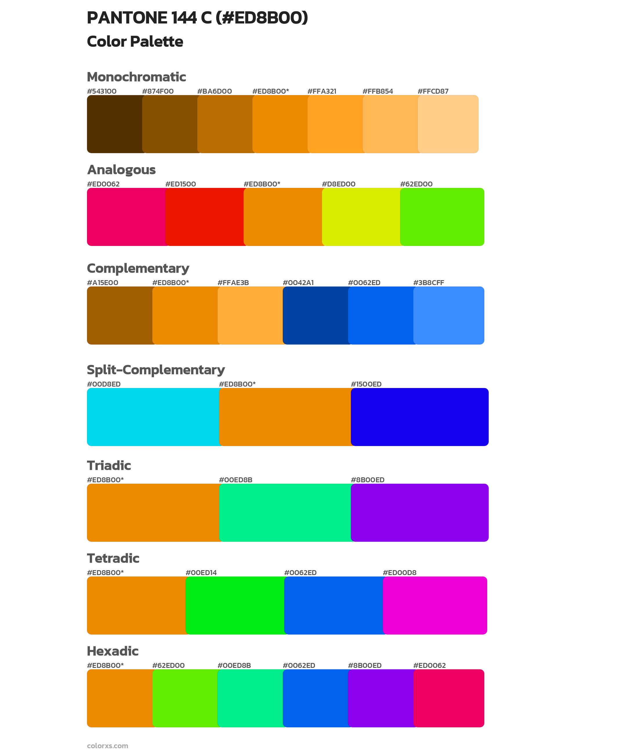 PANTONE 144 C Color Scheme Palettes