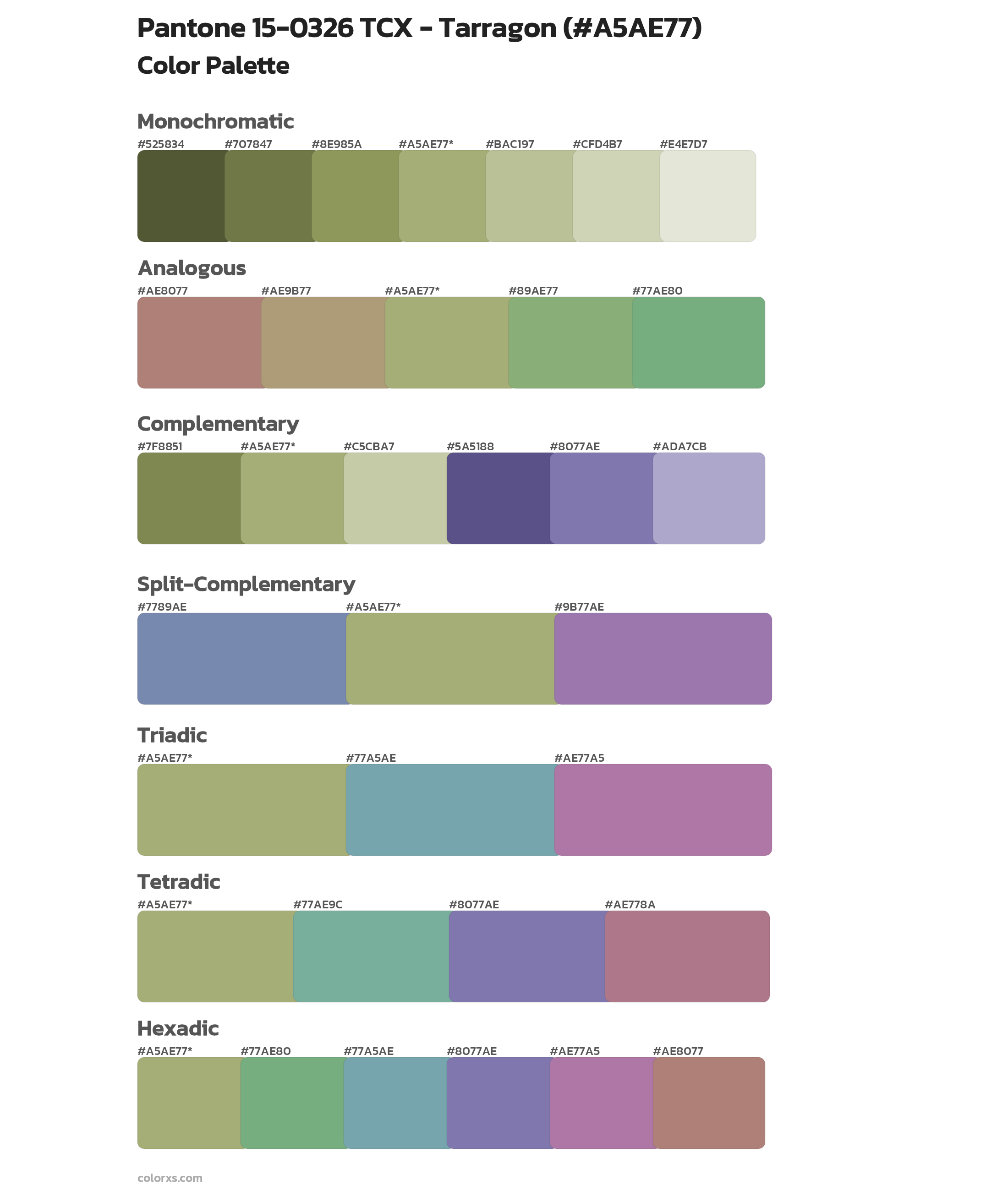 Pantone 15-0326 TCX - Tarragon Color Scheme Palettes