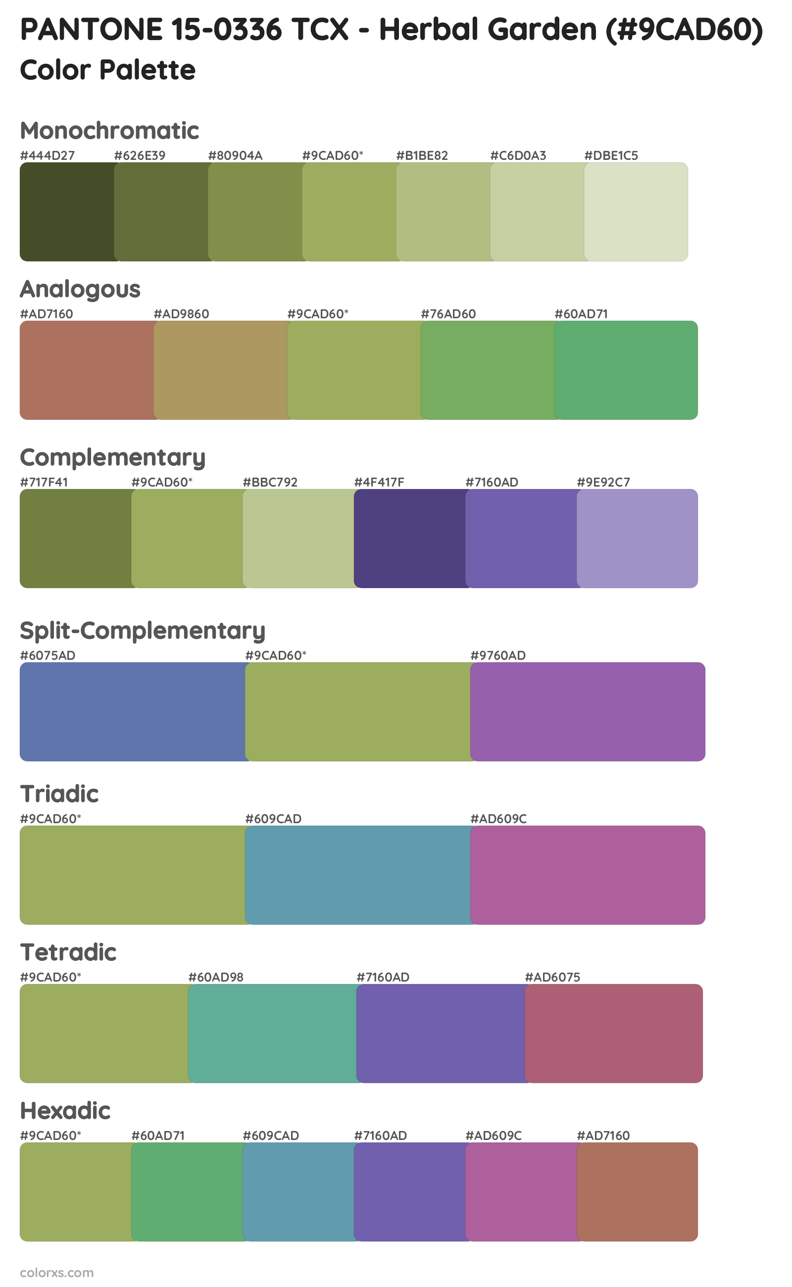 PANTONE 15-0336 TCX - Herbal Garden Color Scheme Palettes