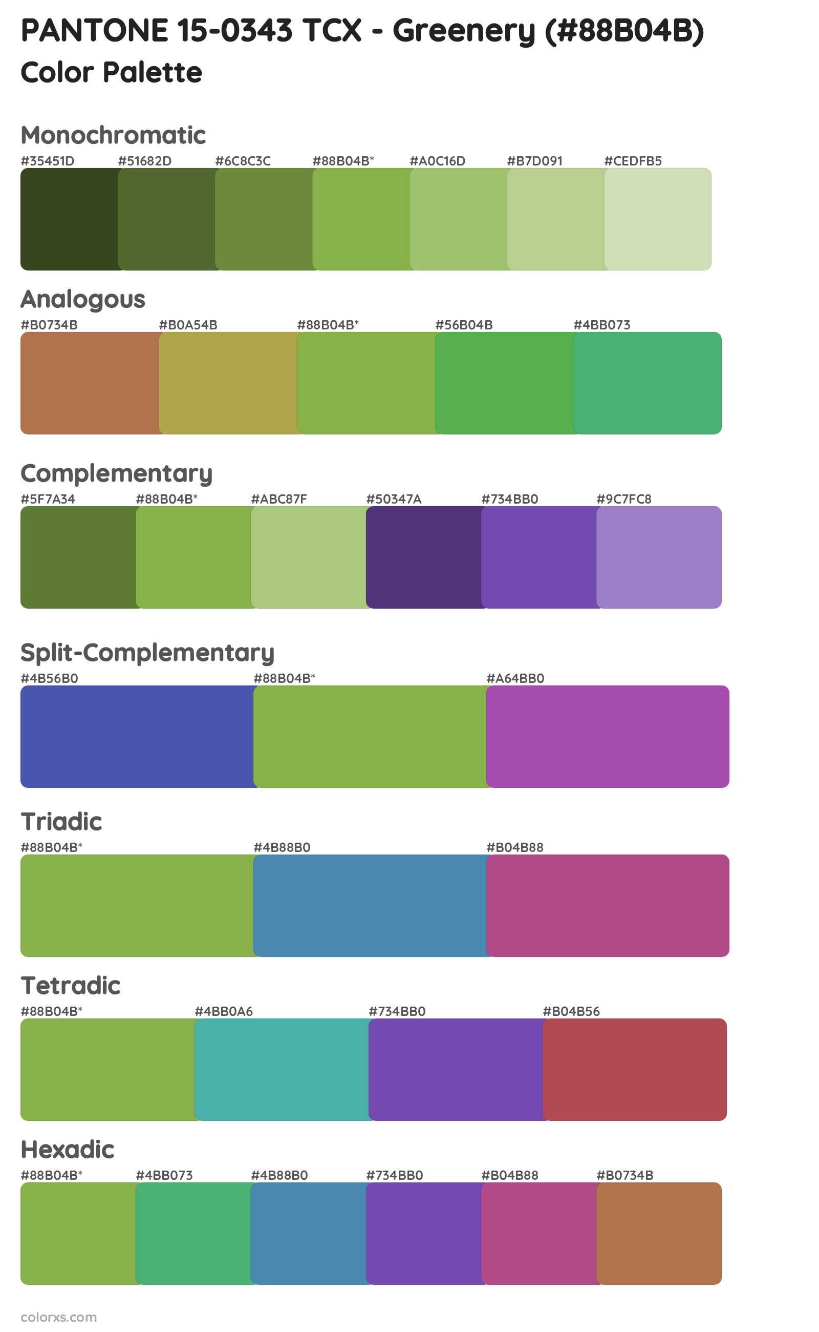 PANTONE 15-0343 TCX - Greenery Color Scheme Palettes
