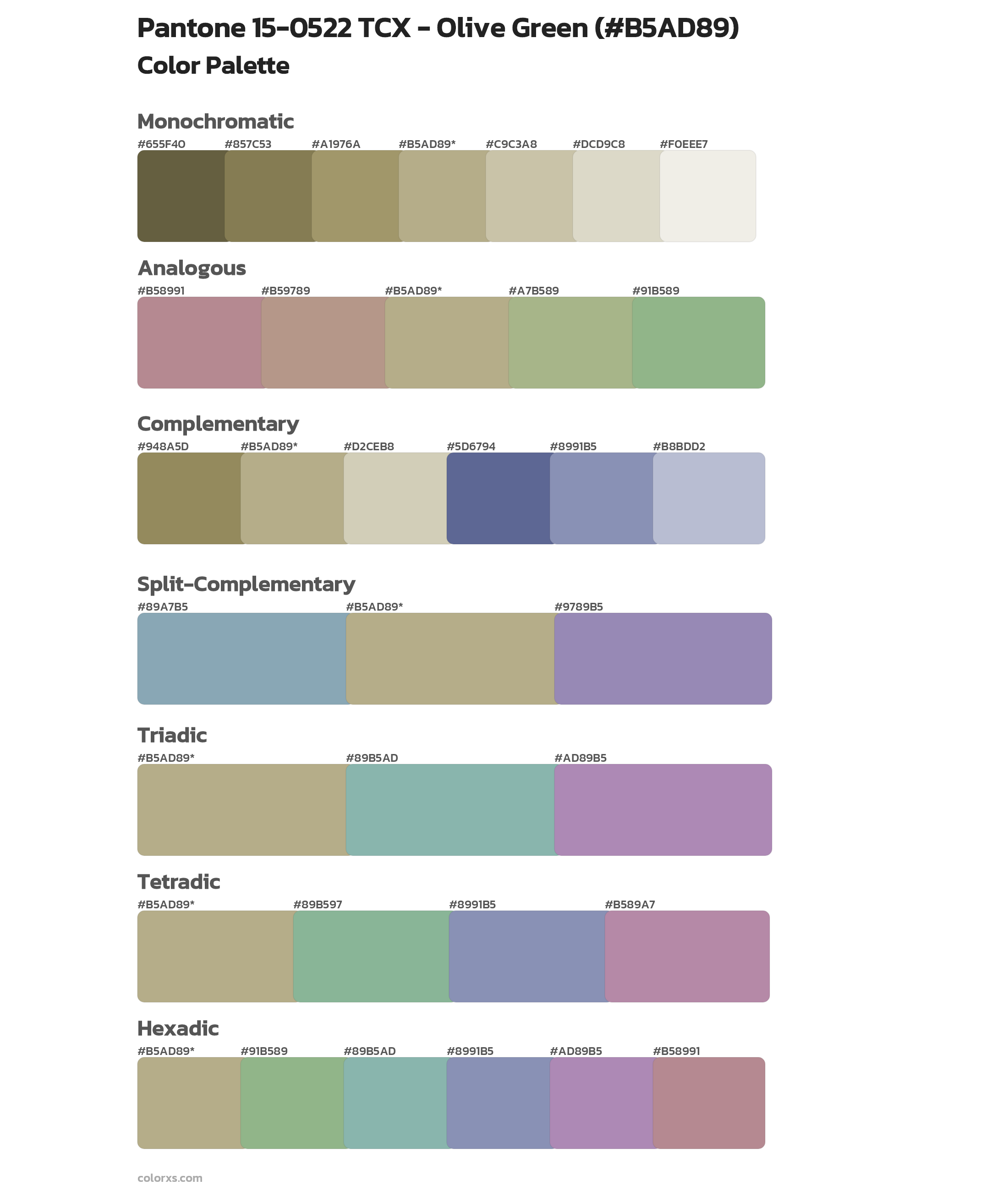 Pantone 15-0522 TCX - Olive Green Color Scheme Palettes