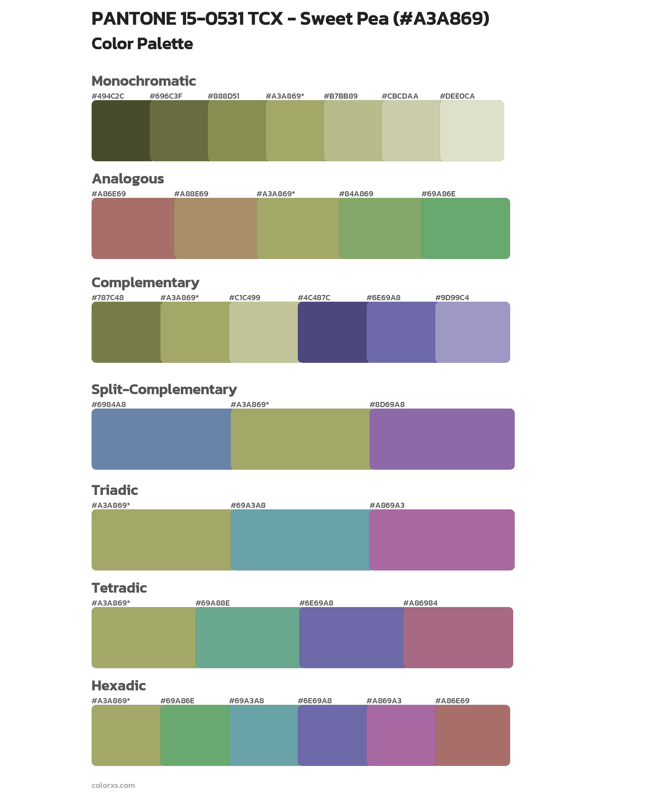 PANTONE 15-0531 TCX - Sweet Pea Color Scheme Palettes