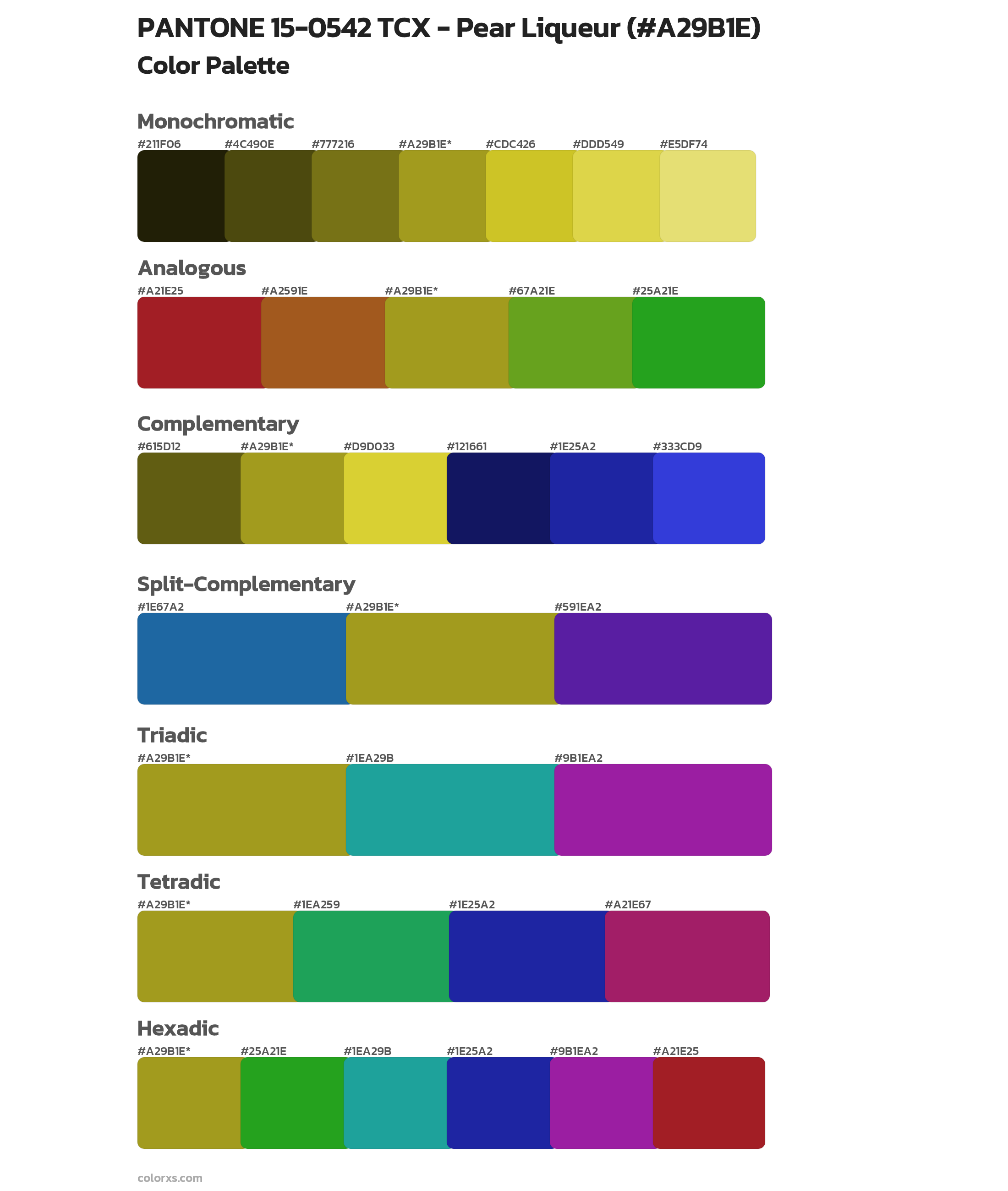 PANTONE 15-0542 TCX - Pear Liqueur Color Scheme Palettes