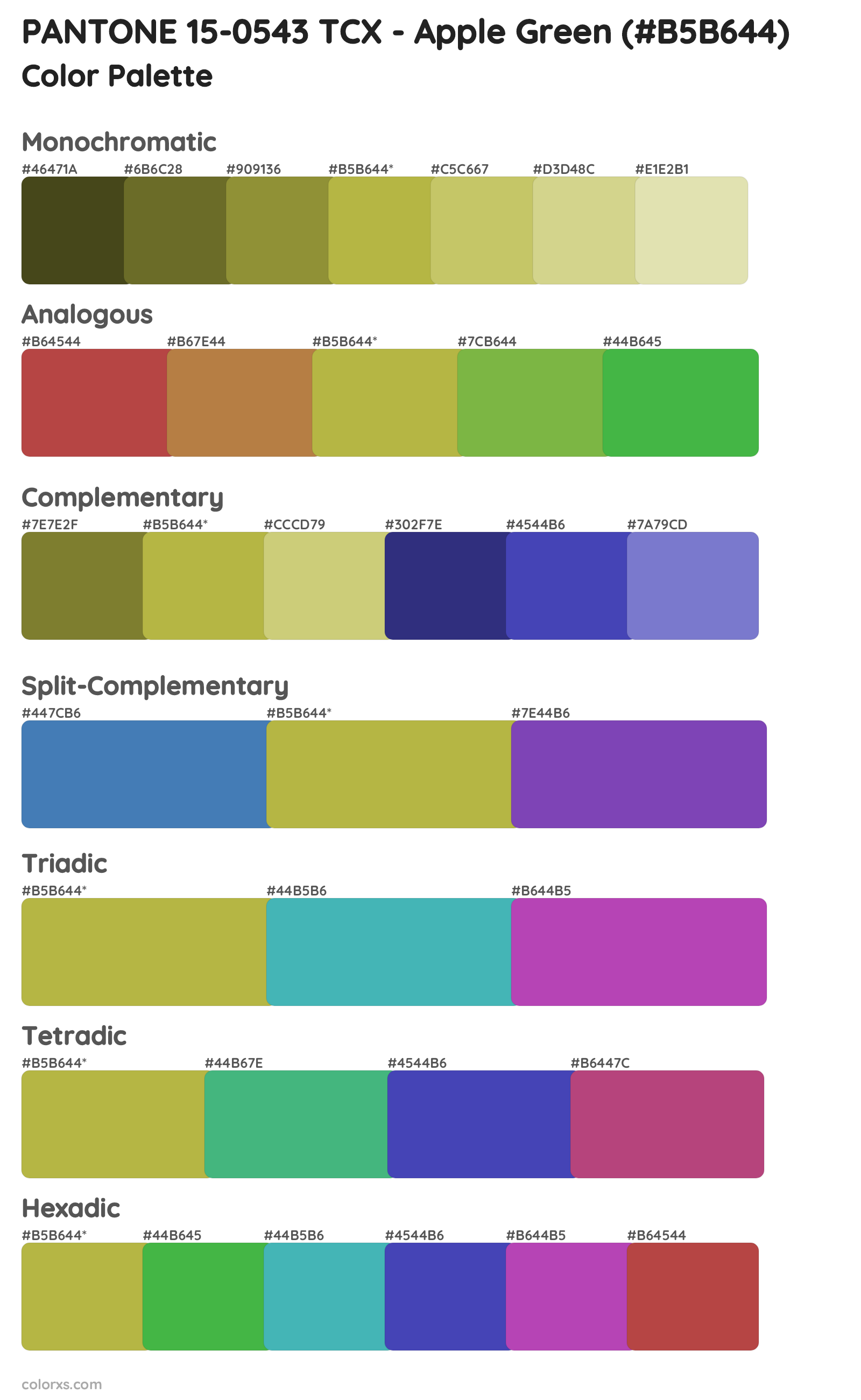 PANTONE 15-0543 TCX - Apple Green Color Scheme Palettes