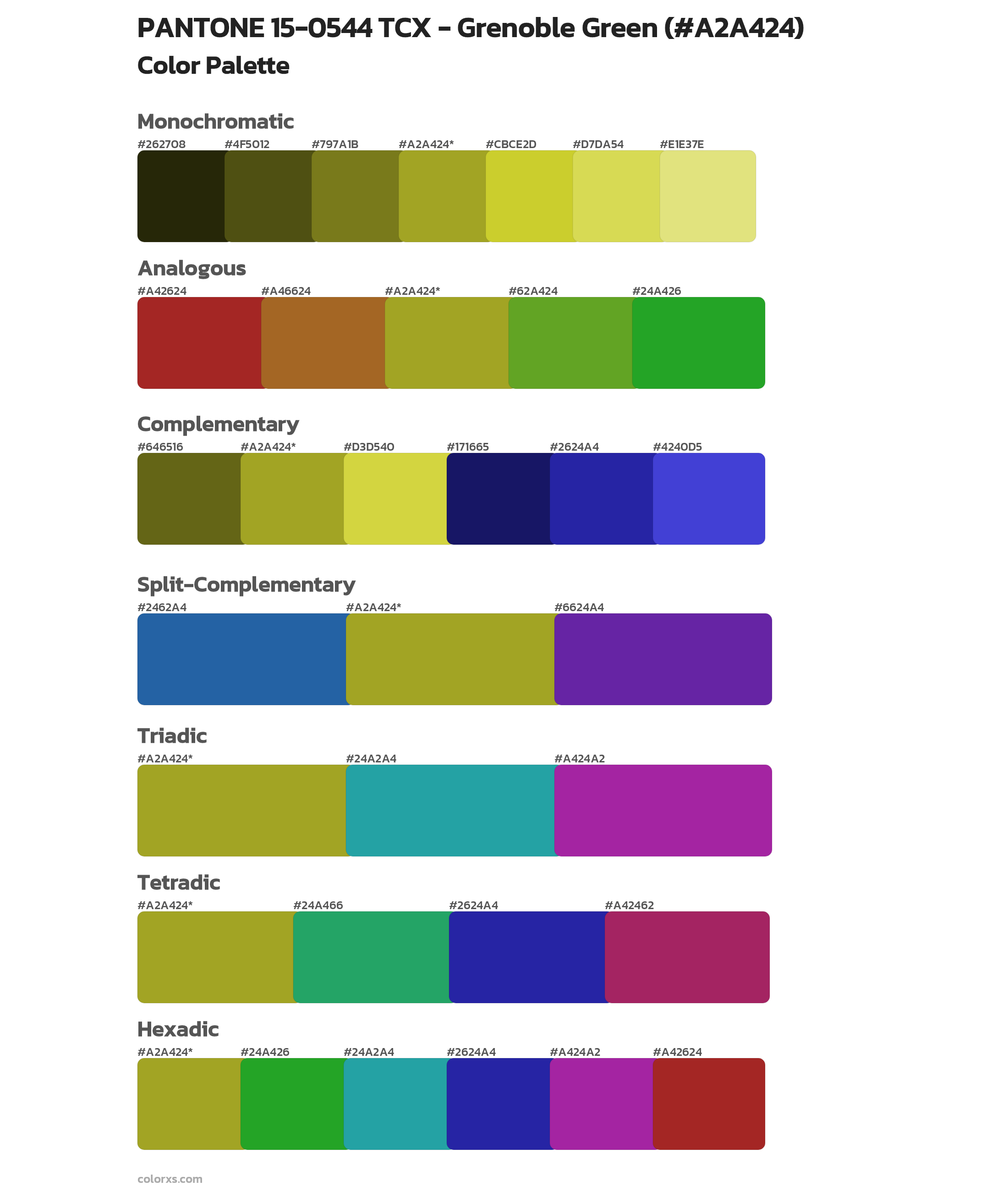 PANTONE 15-0544 TCX - Grenoble Green Color Scheme Palettes