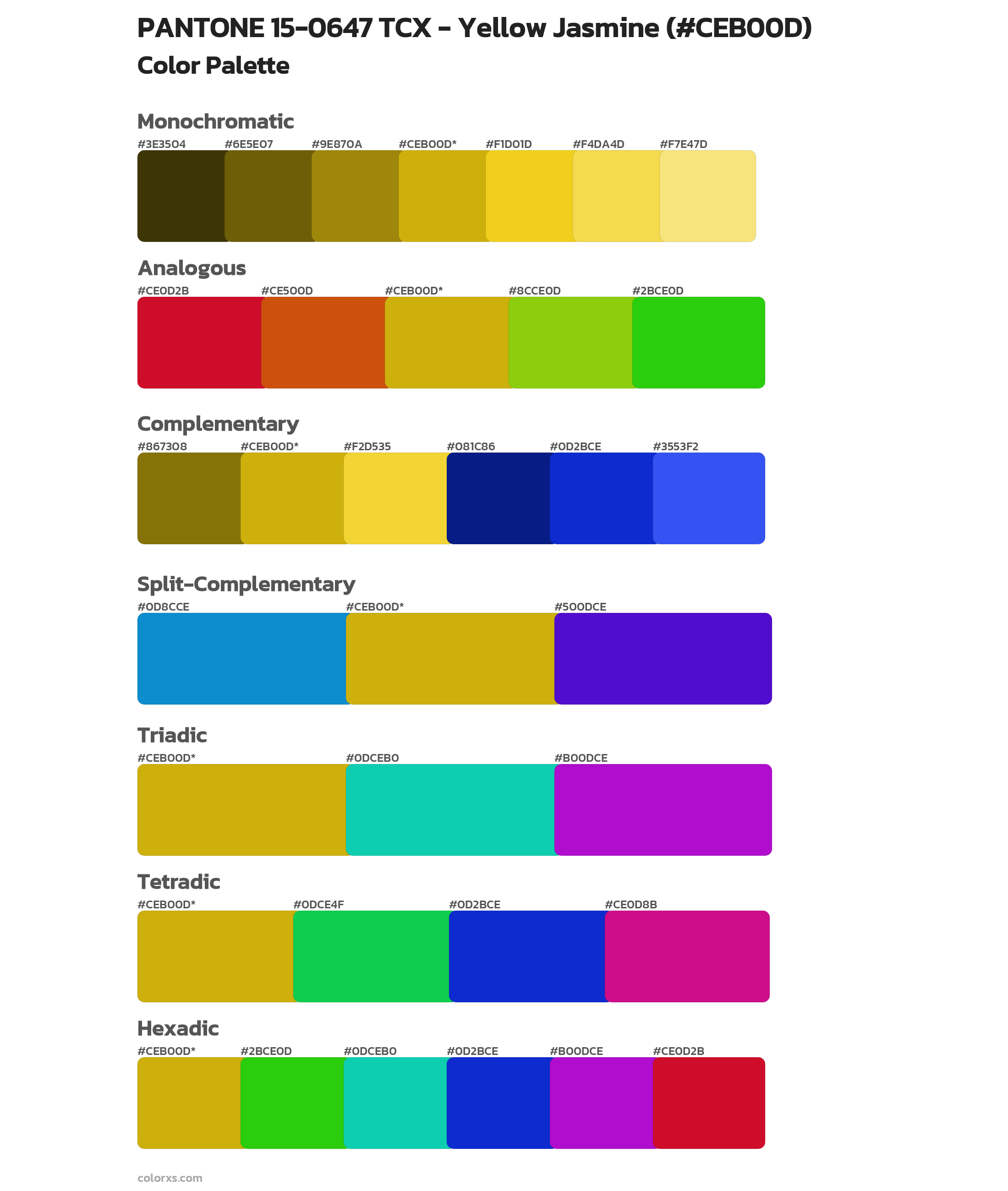 PANTONE 15-0647 TCX - Yellow Jasmine Color Scheme Palettes