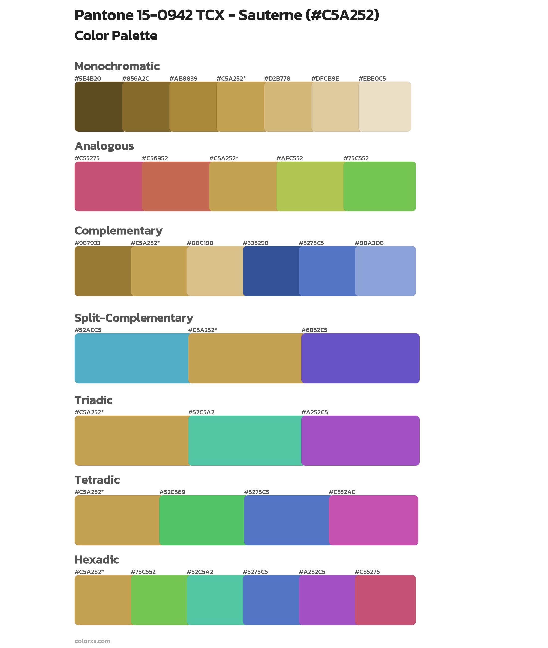 Pantone 15-0942 TCX - Sauterne Color Scheme Palettes