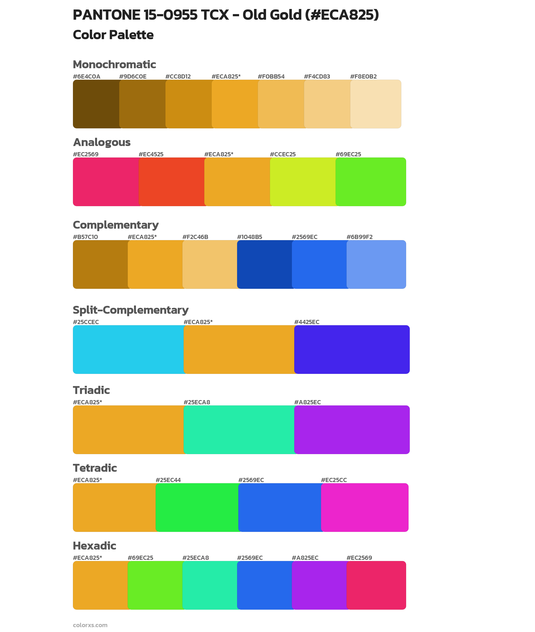 PANTONE 15-0955 TCX - Old Gold Color Scheme Palettes