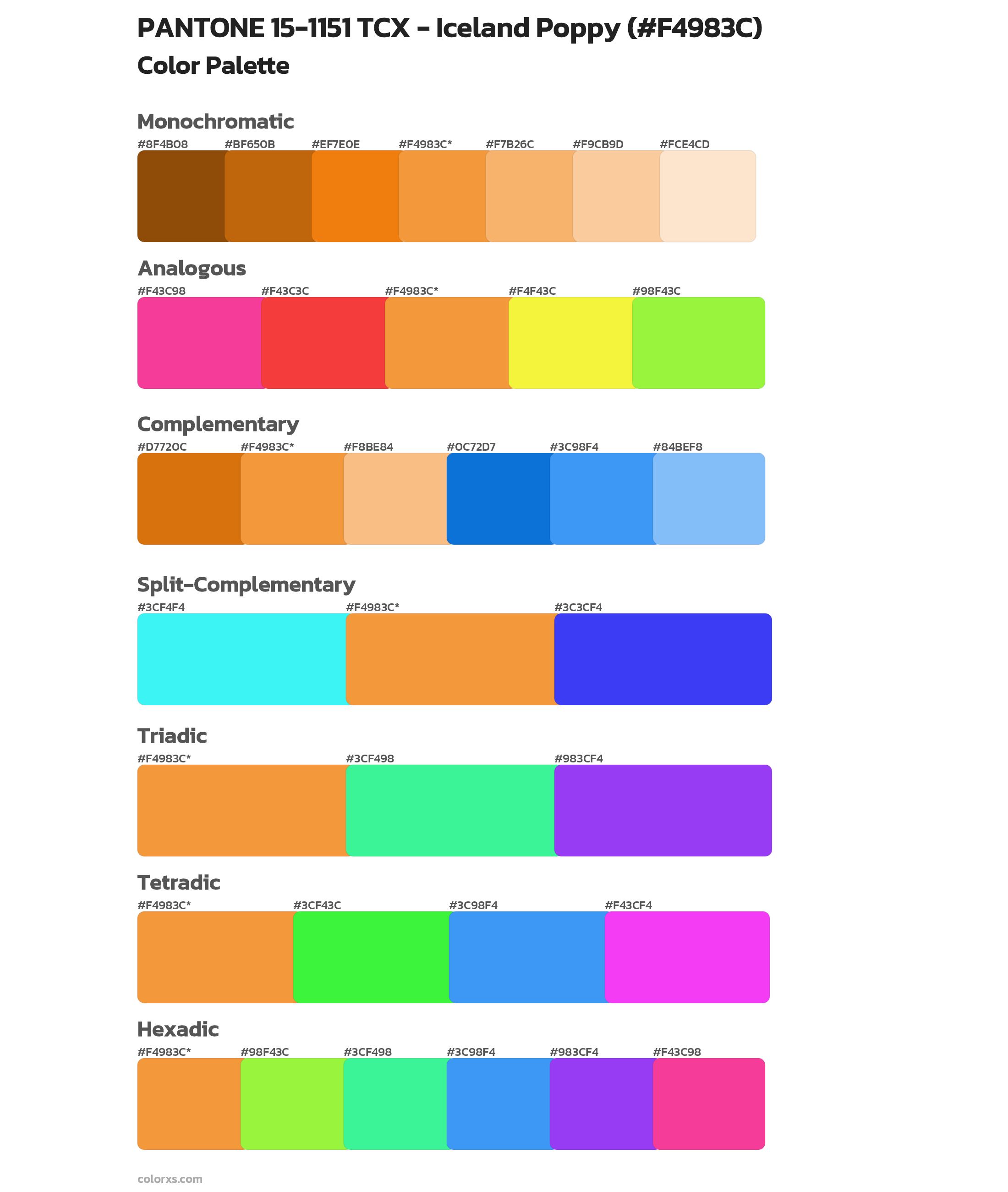 PANTONE 15-1151 TCX - Iceland Poppy Color Scheme Palettes