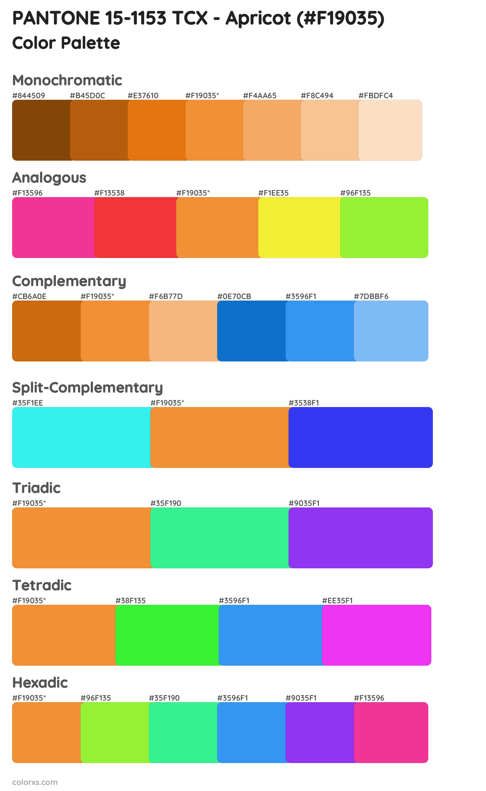 PANTONE 15-1153 TCX - Apricot Color Scheme Palettes