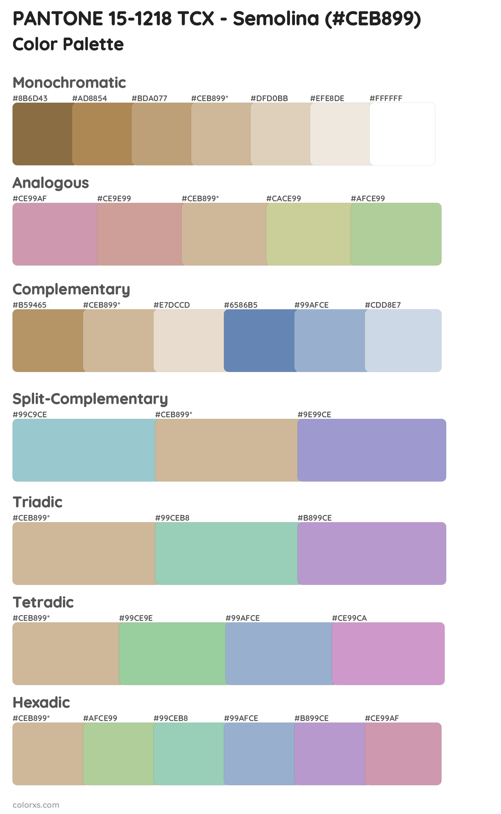 PANTONE 15-1218 TCX - Semolina Color Scheme Palettes