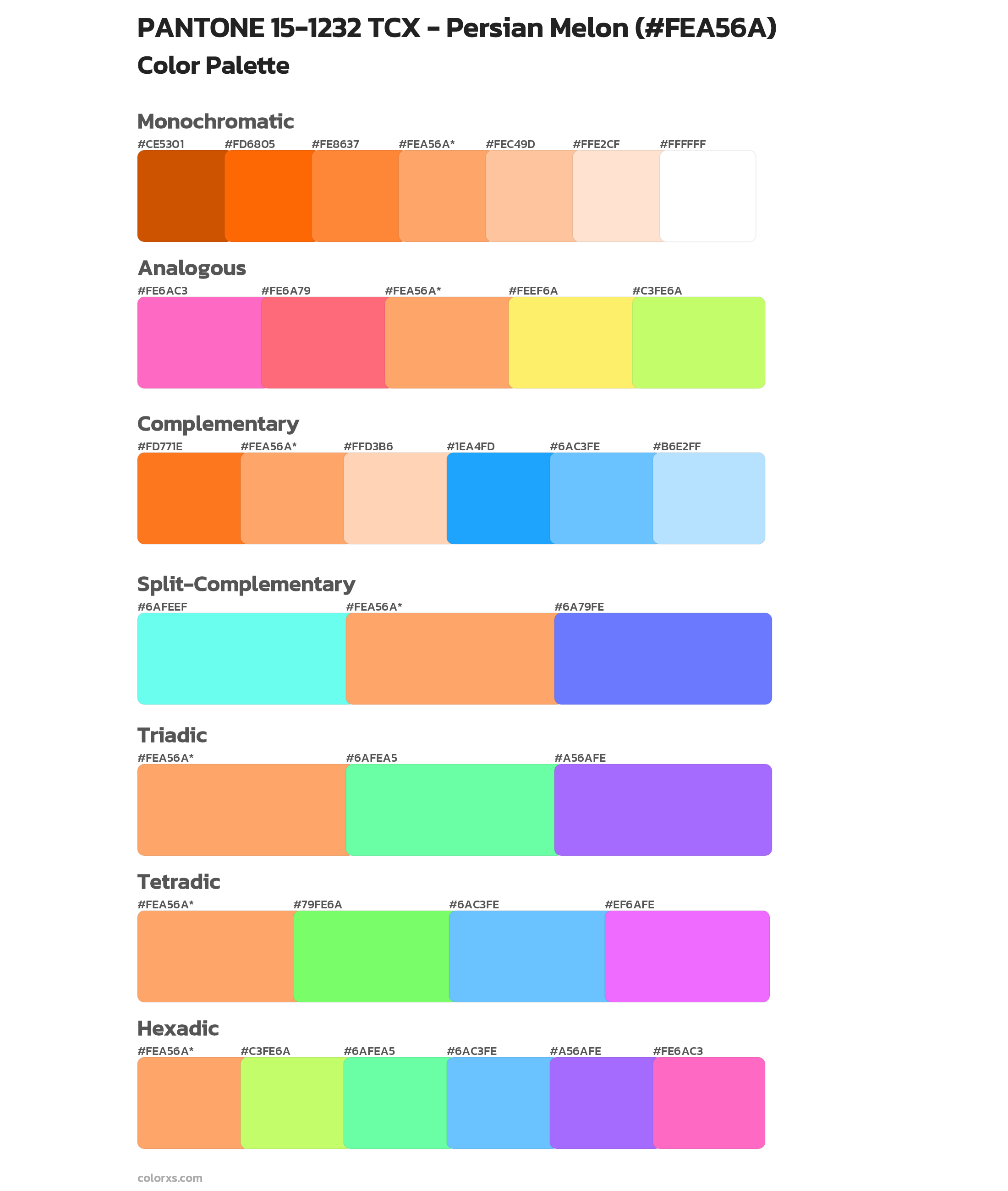 PANTONE 15-1232 TCX - Persian Melon Color Scheme Palettes