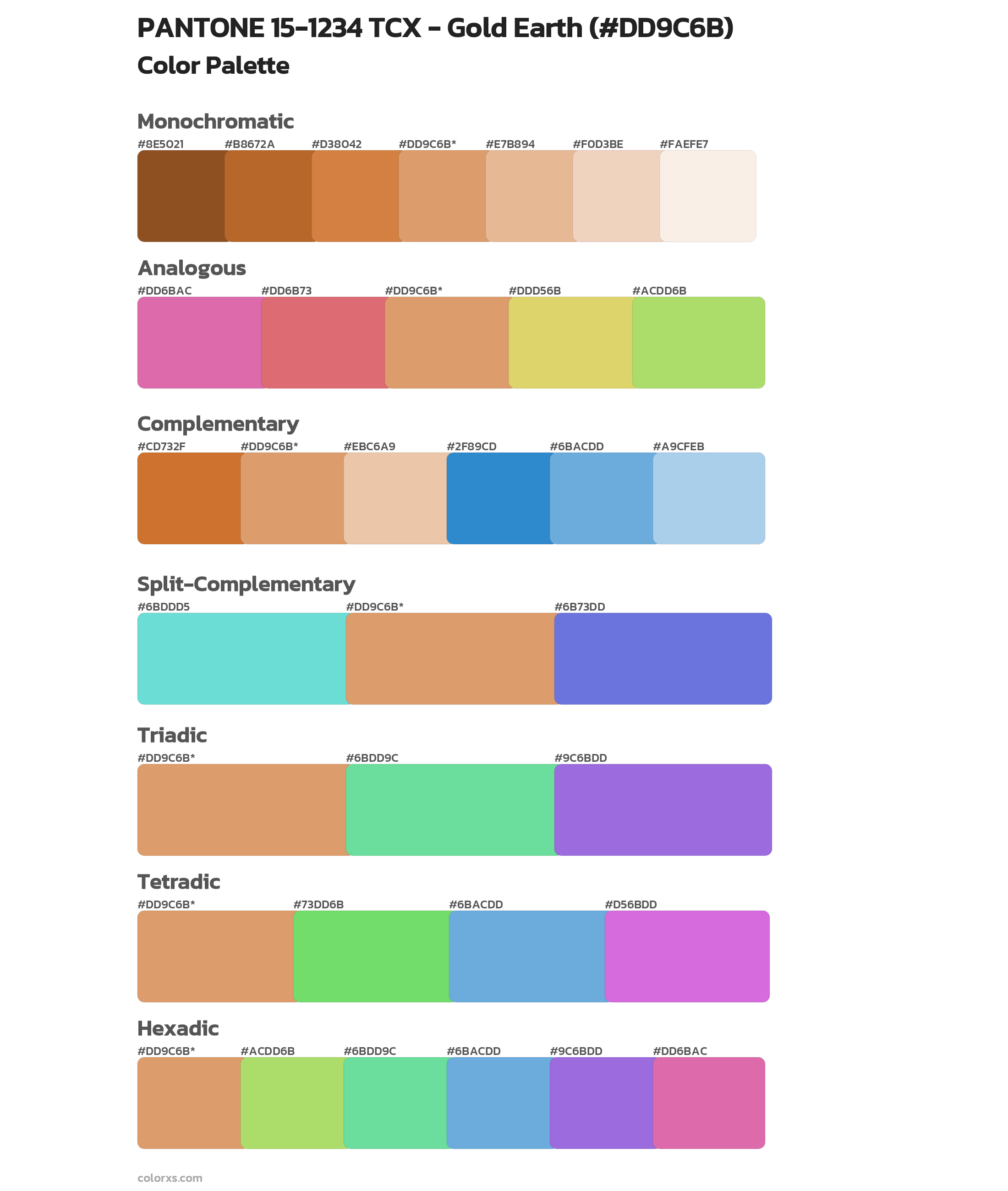 PANTONE 15-1234 TCX - Gold Earth Color Scheme Palettes